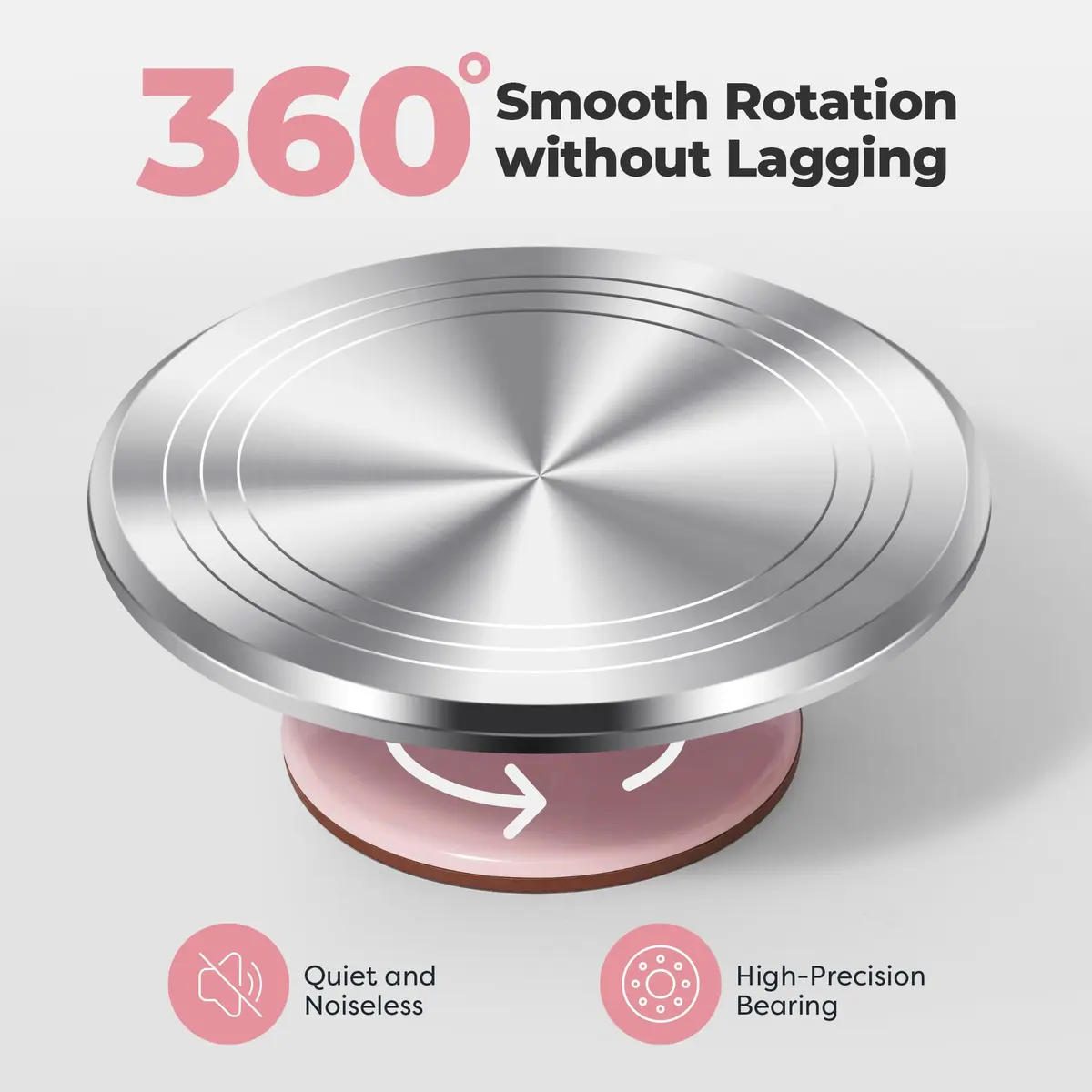 Kootek 12" Aluminum Cake Turntable Set for Decorating | Durable & Smooth Rotation (70-120 chars) - view 4