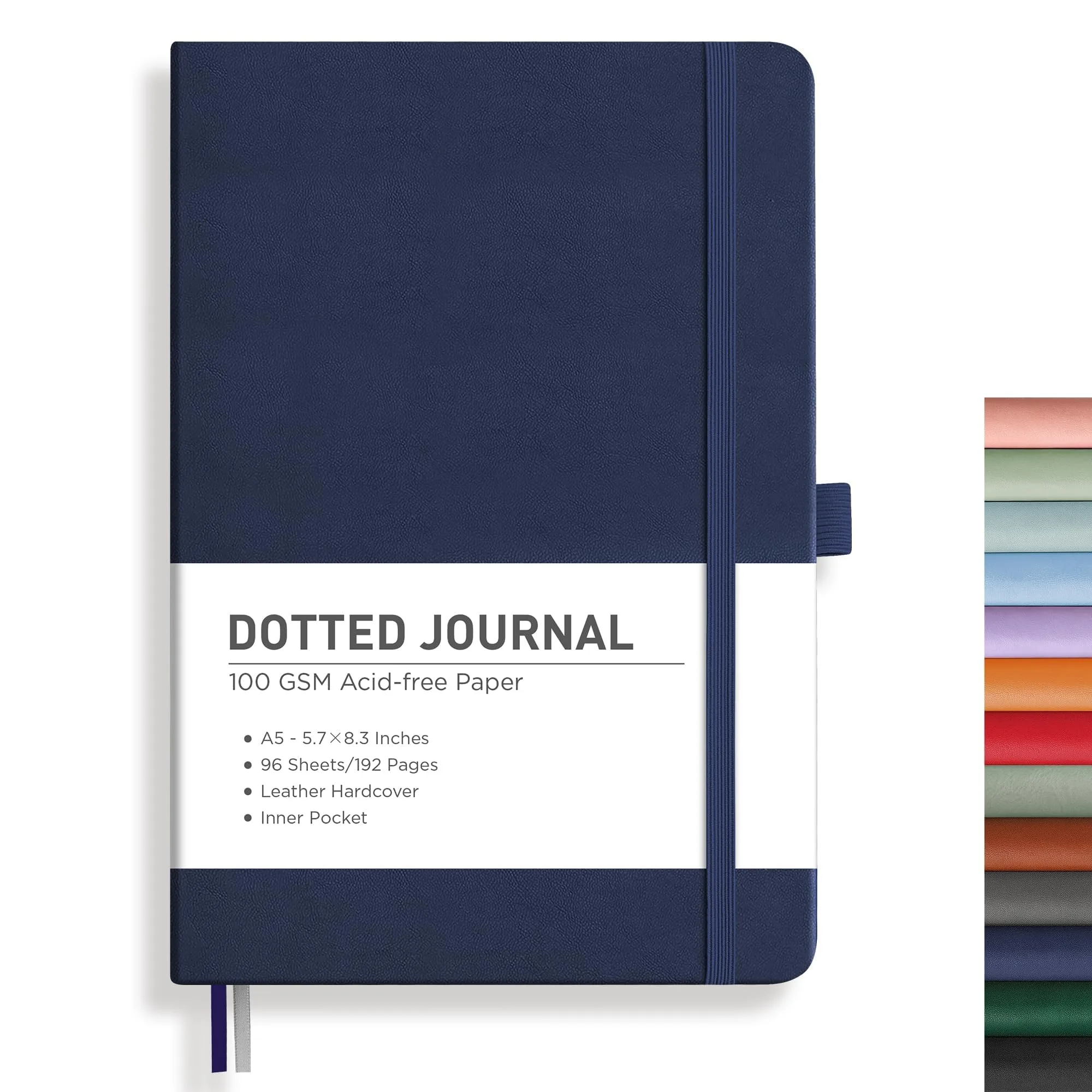 RETTACY Dotted Journal Notebook A5 Navy Blue 192 Pages | Smooth Acid-Free Paper for Bullet Journaling - main product image