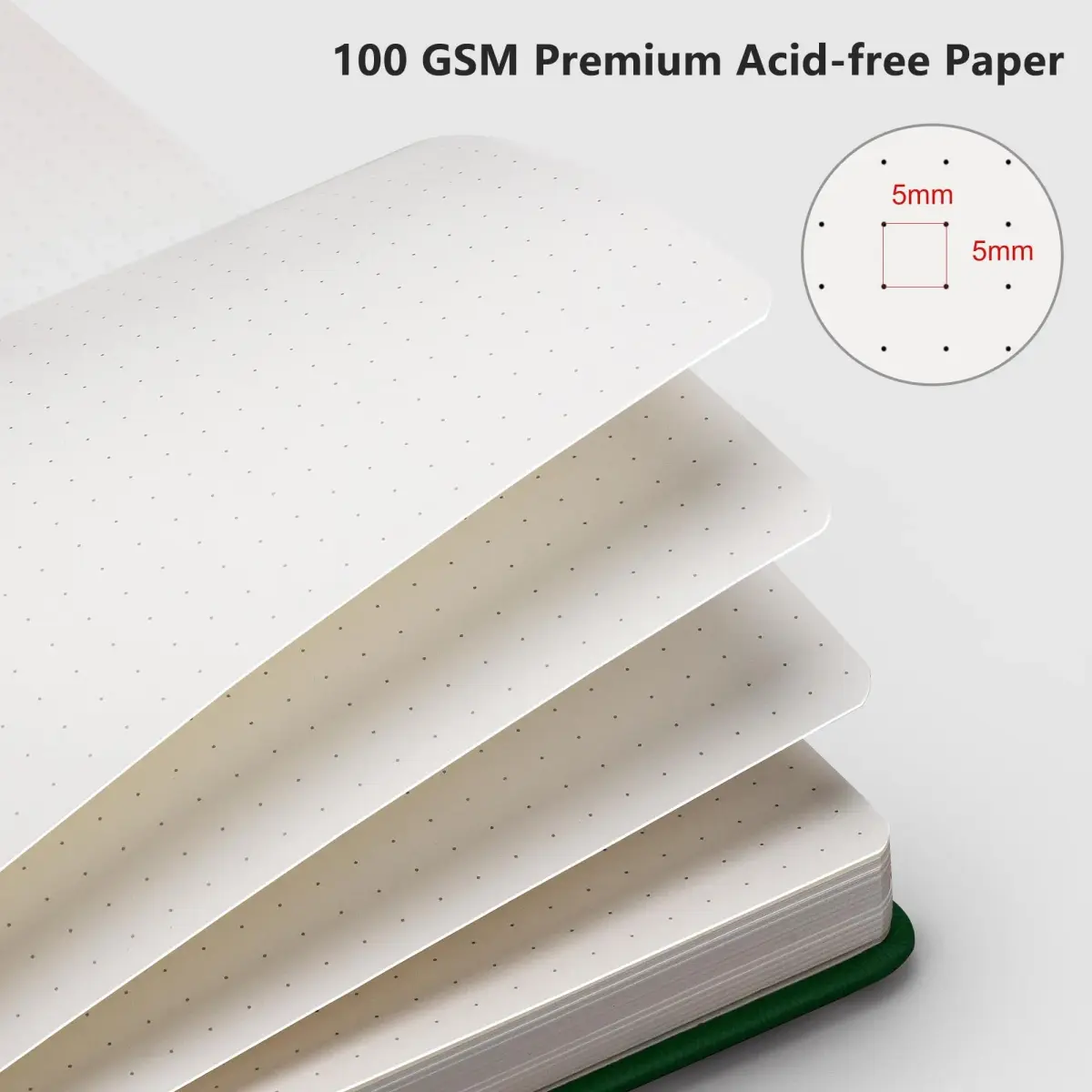 RETTACY Dotted Journal Notebook A5 Dark Green 192 Pages | Acid-Free Paper for Journaling - view 3