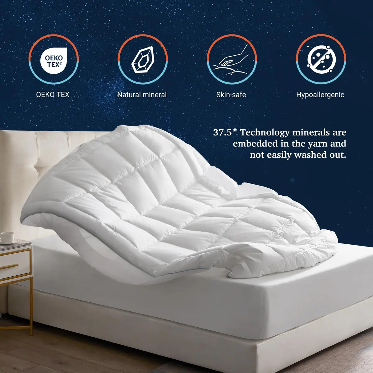 Sleep Climate Temperature Regulating Pillow Top Mattress Topper Twin 300TC Cotton Blend - 37.5® Technology for Deep Sleep - view 2