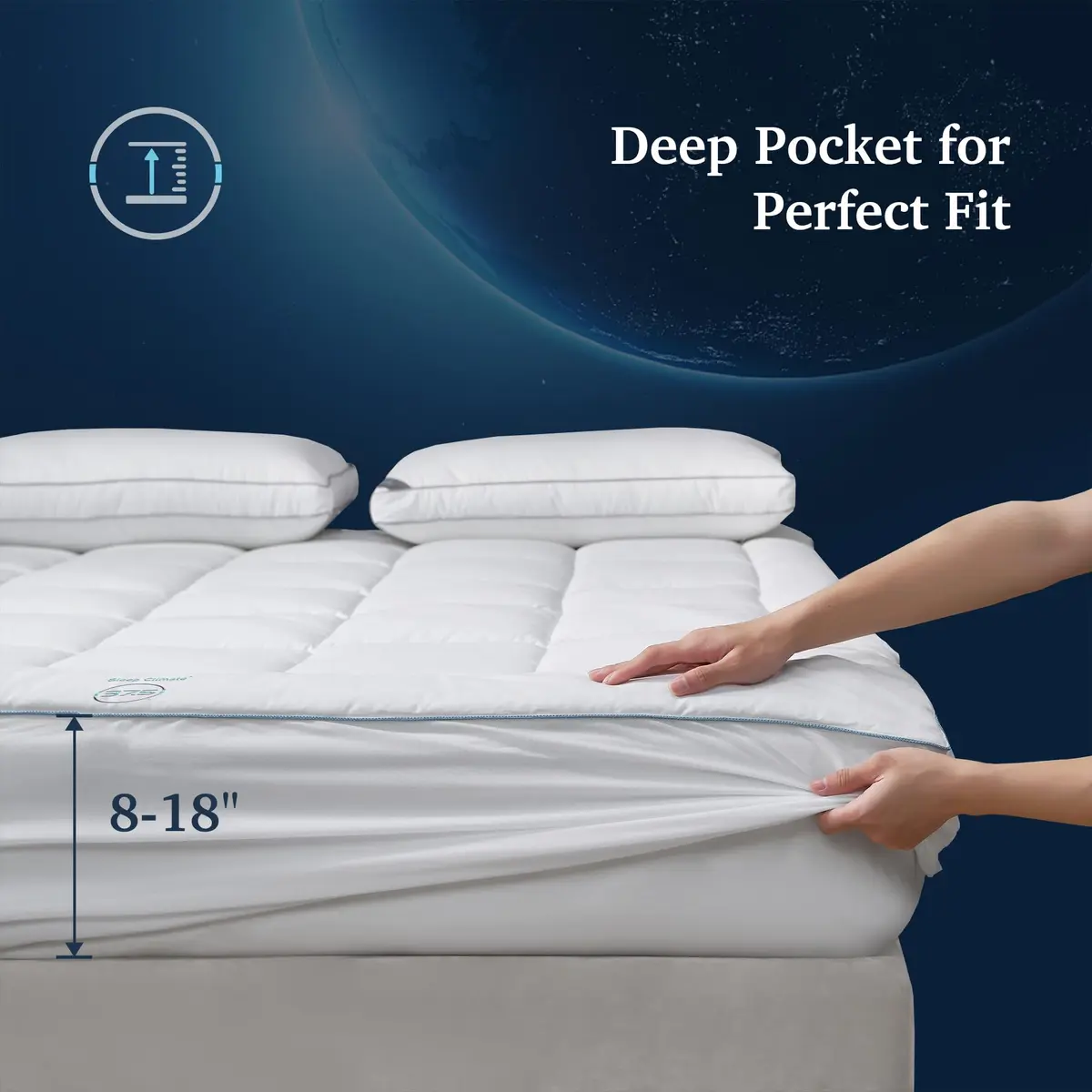 Sleep Climate Temperature Regulating Pillow Top Mattress Topper Twin 300TC Cotton Blend - 37.5® Technology for Deep Sleep - view 4