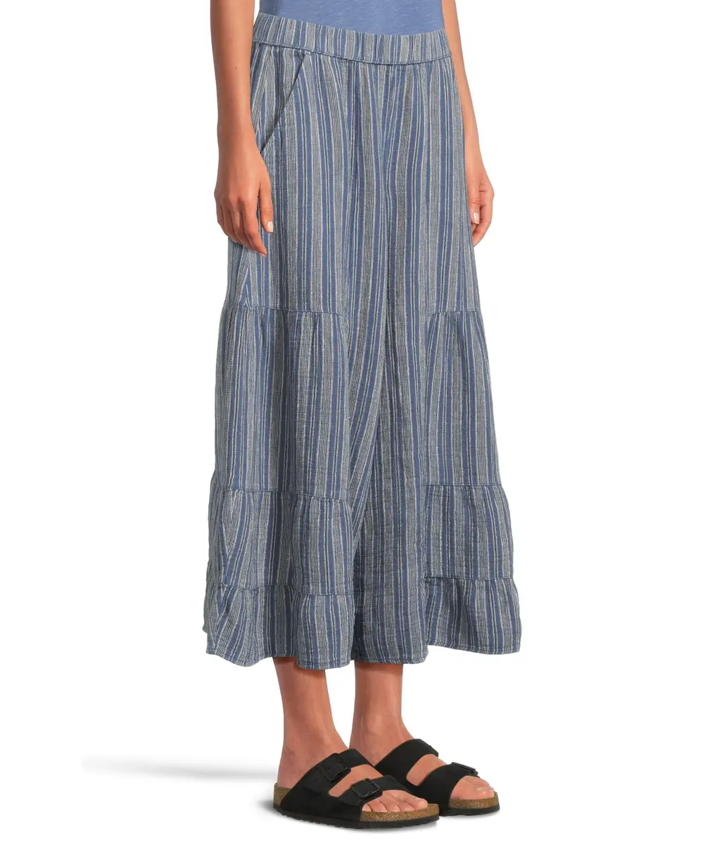 Toad&Co Tate Double Weave Palazzo Pants for Women - Hemp-Blend Construction - Encased Elasticized Waistband Kyanite Stripe MD (US 8-10) One Size | Relaxed Hemp-Blend Palazzo Pants - view 2