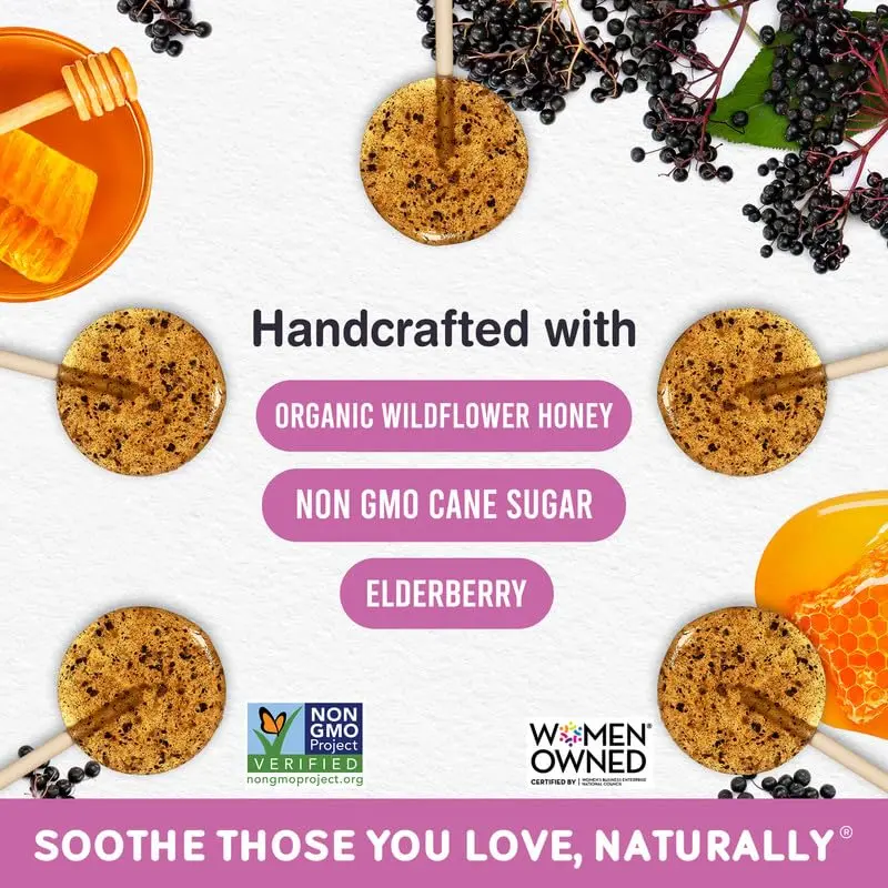 MommaBear Organic Kids Cough Lollipops 5pc | Natural Sore Throat Relief & Cough Drop for Kids 3+ - view 2