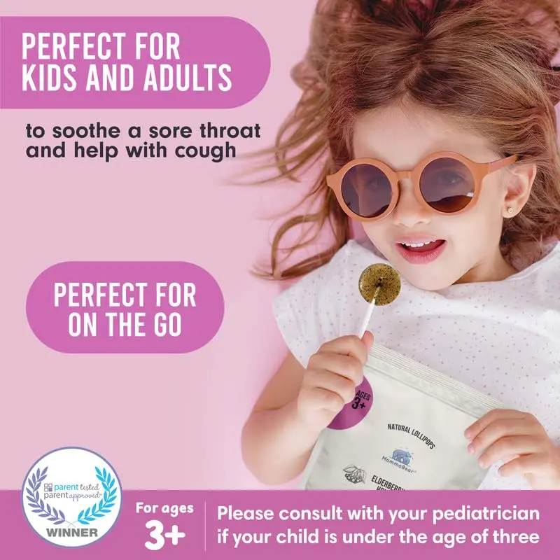MommaBear Organic Kids Cough Lollipops 5pc | Natural Sore Throat Relief & Cough Drop for Kids 3+ - view 5