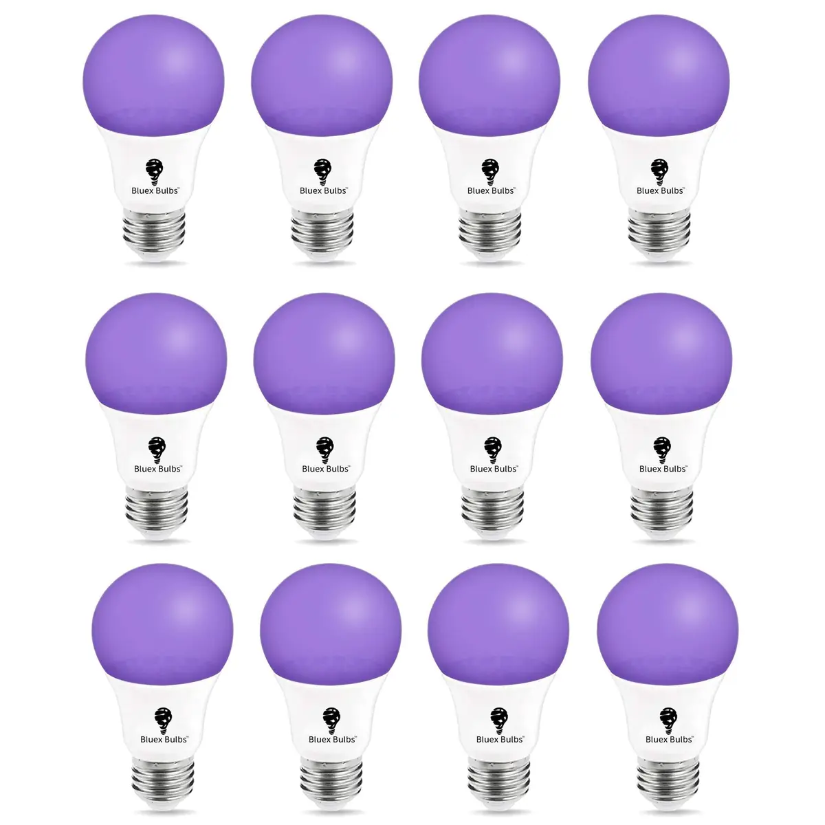 Bluex Bulbs 12 Pack LED Black Light Bulb 9W A19 E26 | Neon Glow in The Dark, Decorative & Energy Saving (70-120c) - main product image