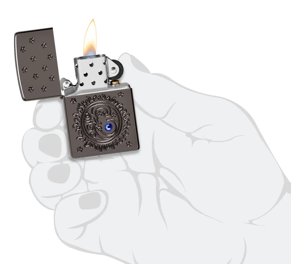 Zippo Ocean Crystal Black Ice Pocket Lighter | Windproof Metal Construction - view 5