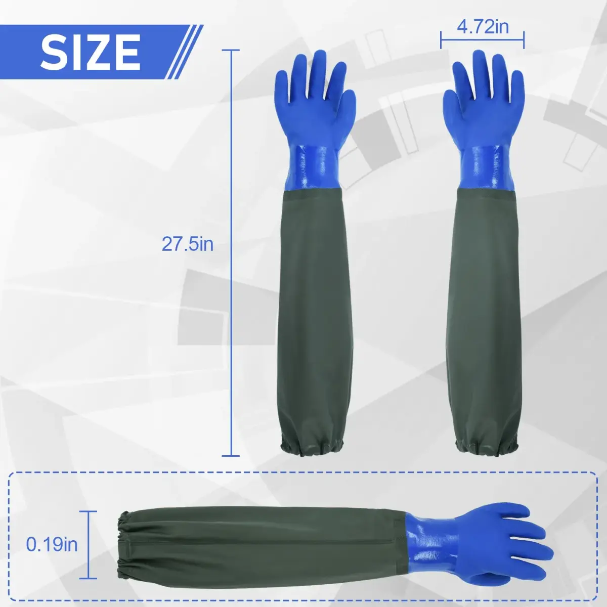 MUMUKE Long Waterproof Gloves 28 Inch XX-Large | Chemical Resistant PVC with Cotton Liner - view 2