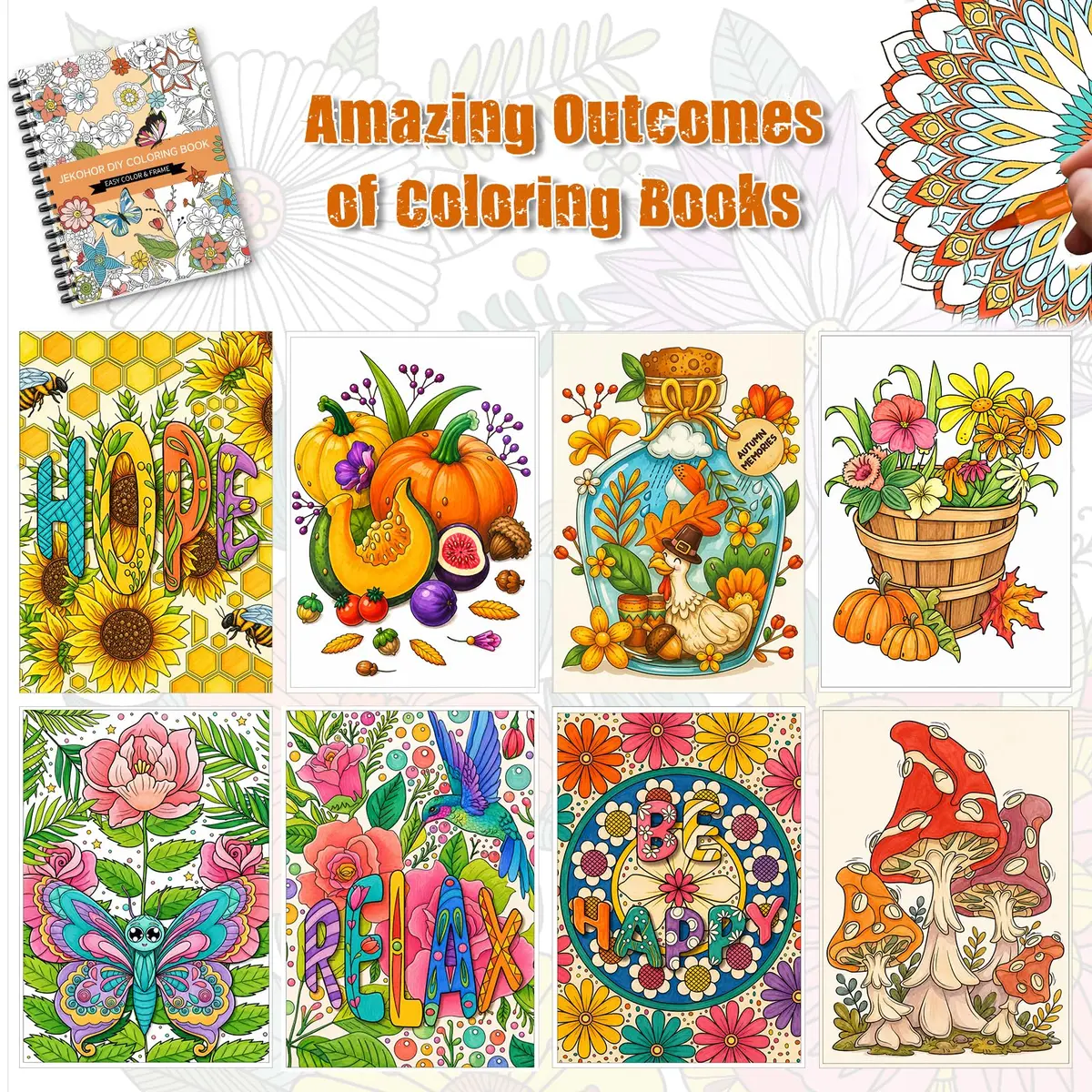 Jekohor Adult Coloring Book Set, 36 Markers, 30 Patterns | Vibrant Art Supplies for Relaxation & Creativity - view 8