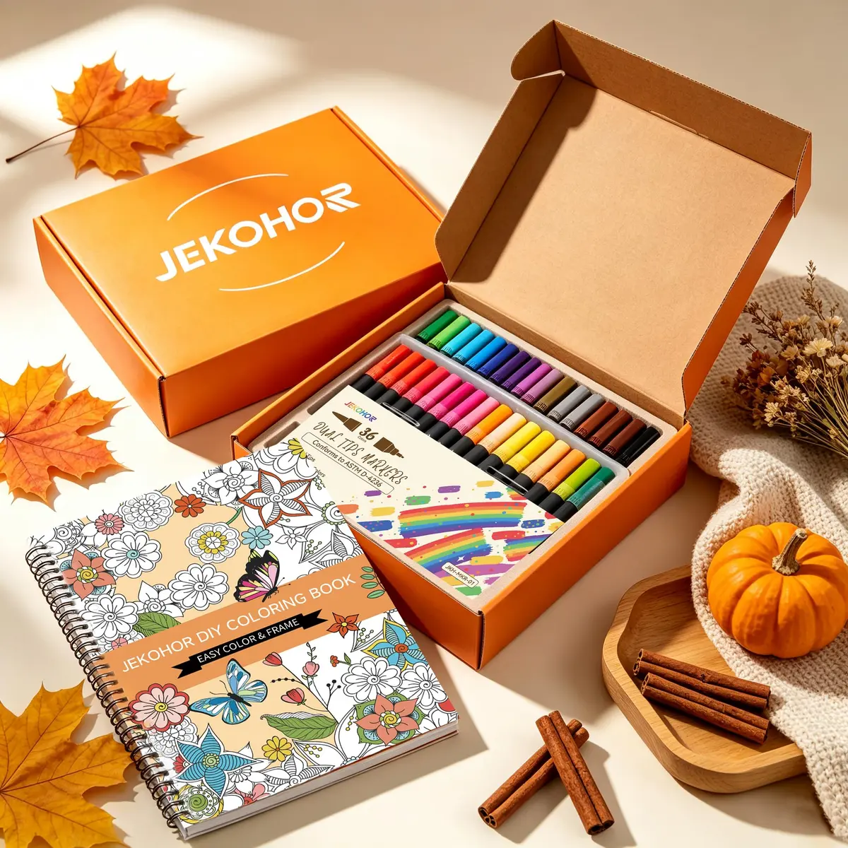 Jekohor Adult Coloring Book Set, 36 Markers, 30 Patterns | Vibrant Art Supplies for Relaxation & Creativity - view 2