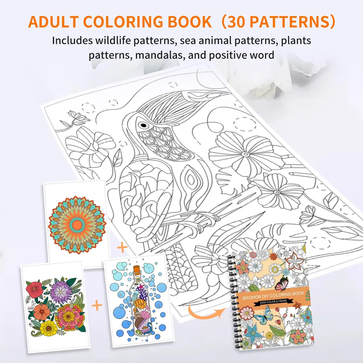 Jekohor Adult Coloring Book Set, 36 Markers, 30 Patterns | Vibrant Art Supplies for Relaxation & Creativity - view 4