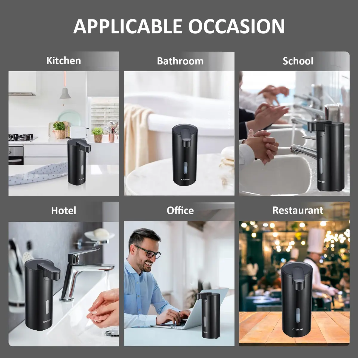 Crehora Automatic Soap Dispenser Touchless, 340ml | Hygienic, Waterproof & Adjustable Volume - view 6