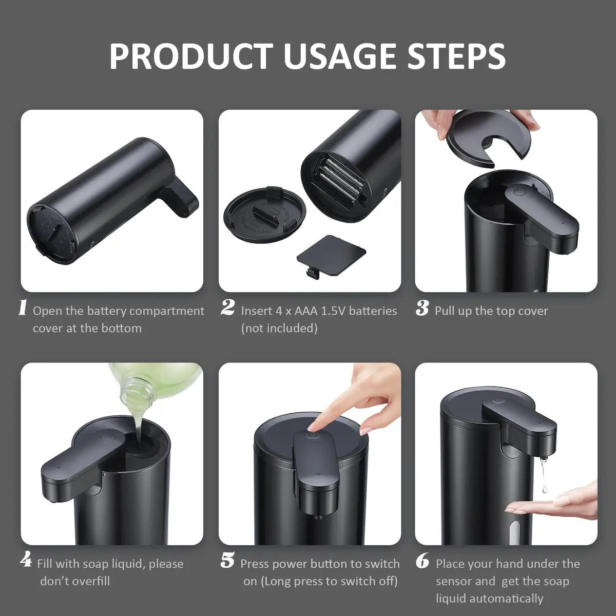 Crehora Automatic Soap Dispenser Touchless, 340ml | Hygienic, Waterproof & Adjustable Volume - view 7