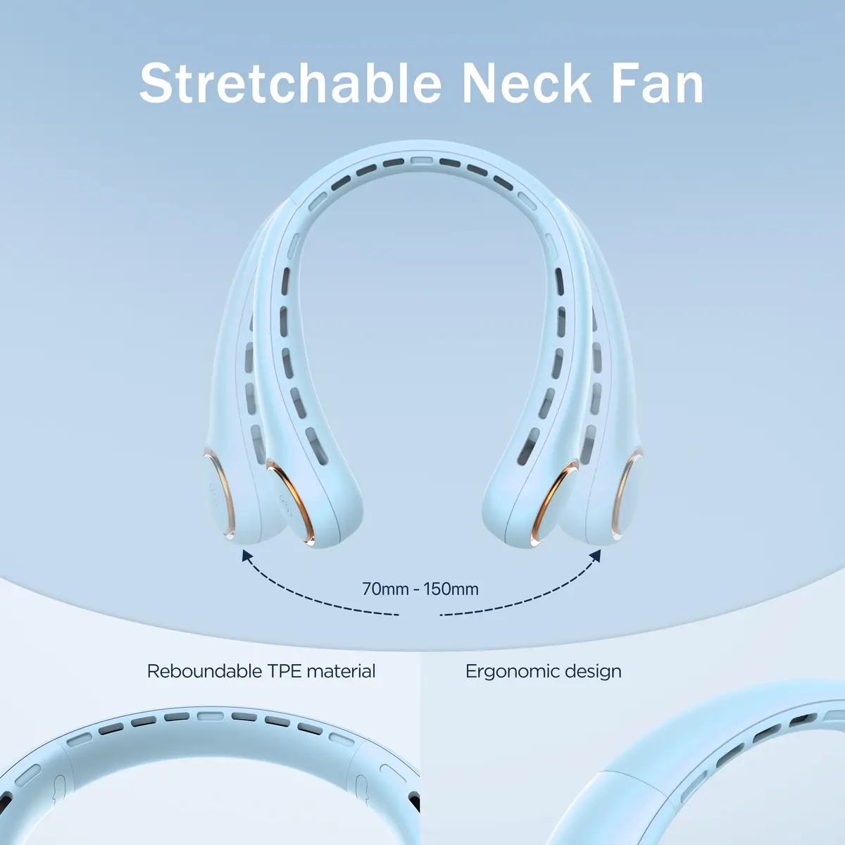 GULAKI Portable Neck Fan with 4000mAh Battery | Hands-Free Cooling for Summer - view 5