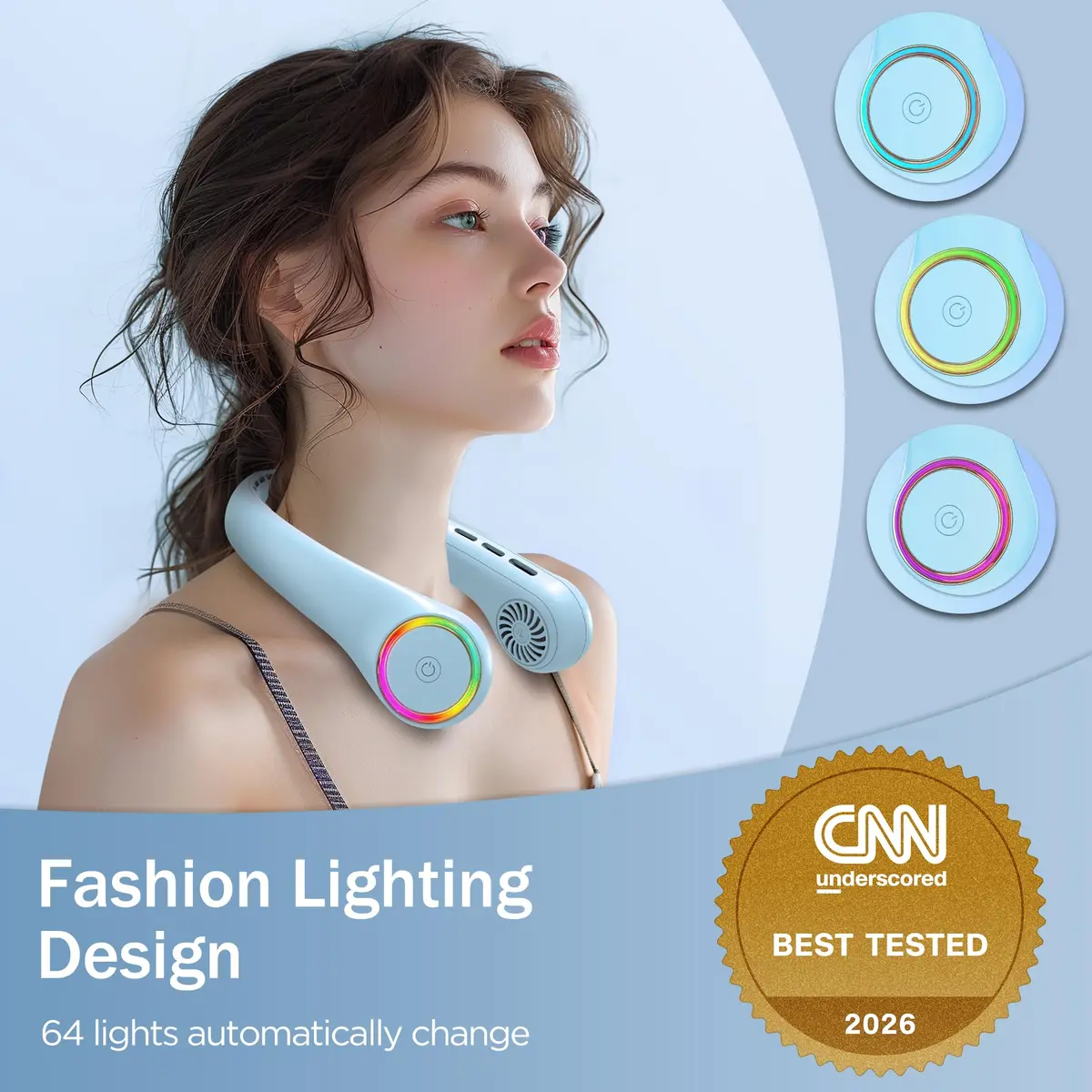 GULAKI Portable Neck Fan with 4000mAh Battery | Hands-Free Cooling for Summer - view 4