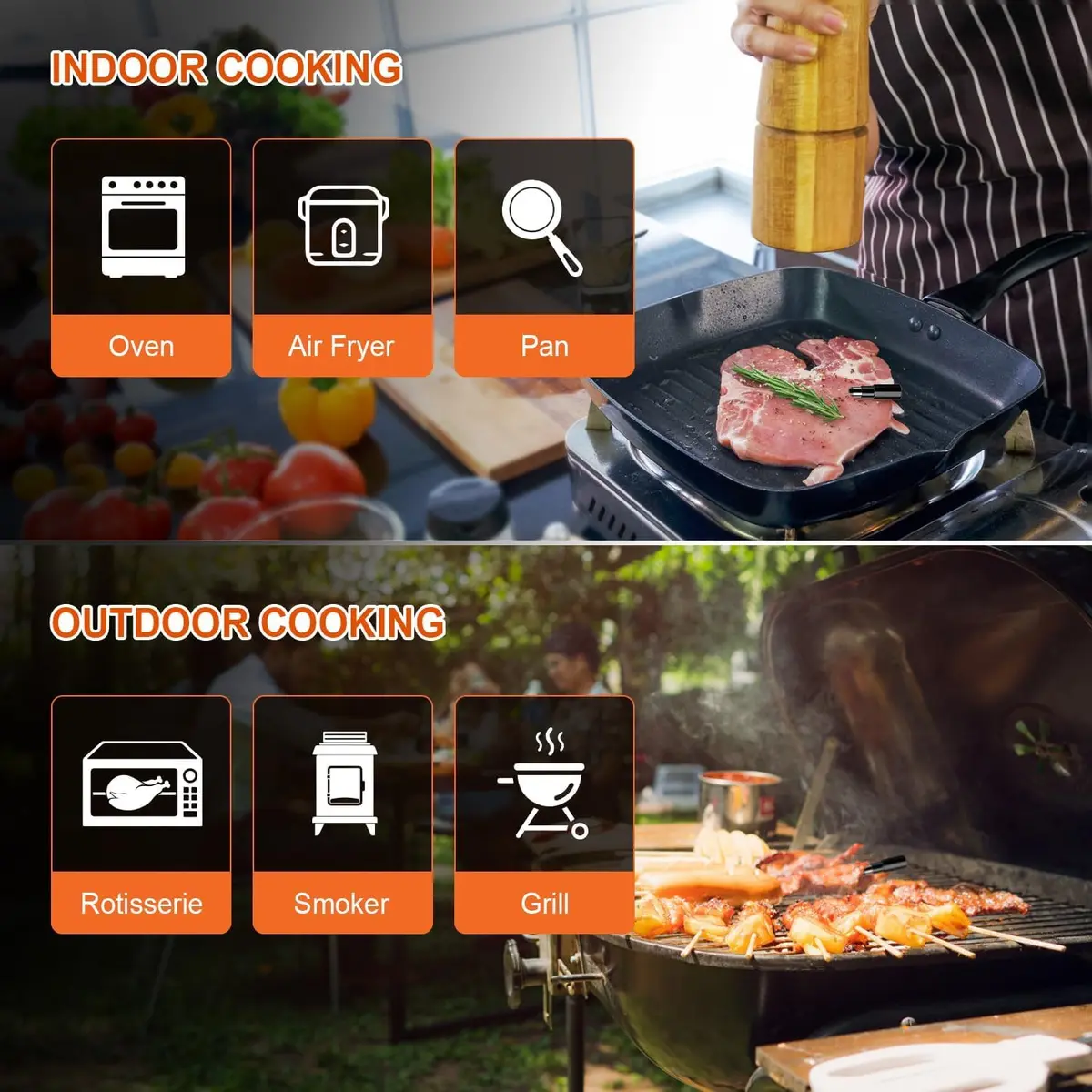 Dewjom Wireless Meat Thermometer – Digital Cooking Thermometer with Wireless Probe – 500Ft Range, App Control, Preprogrammed Temperatures - view 8