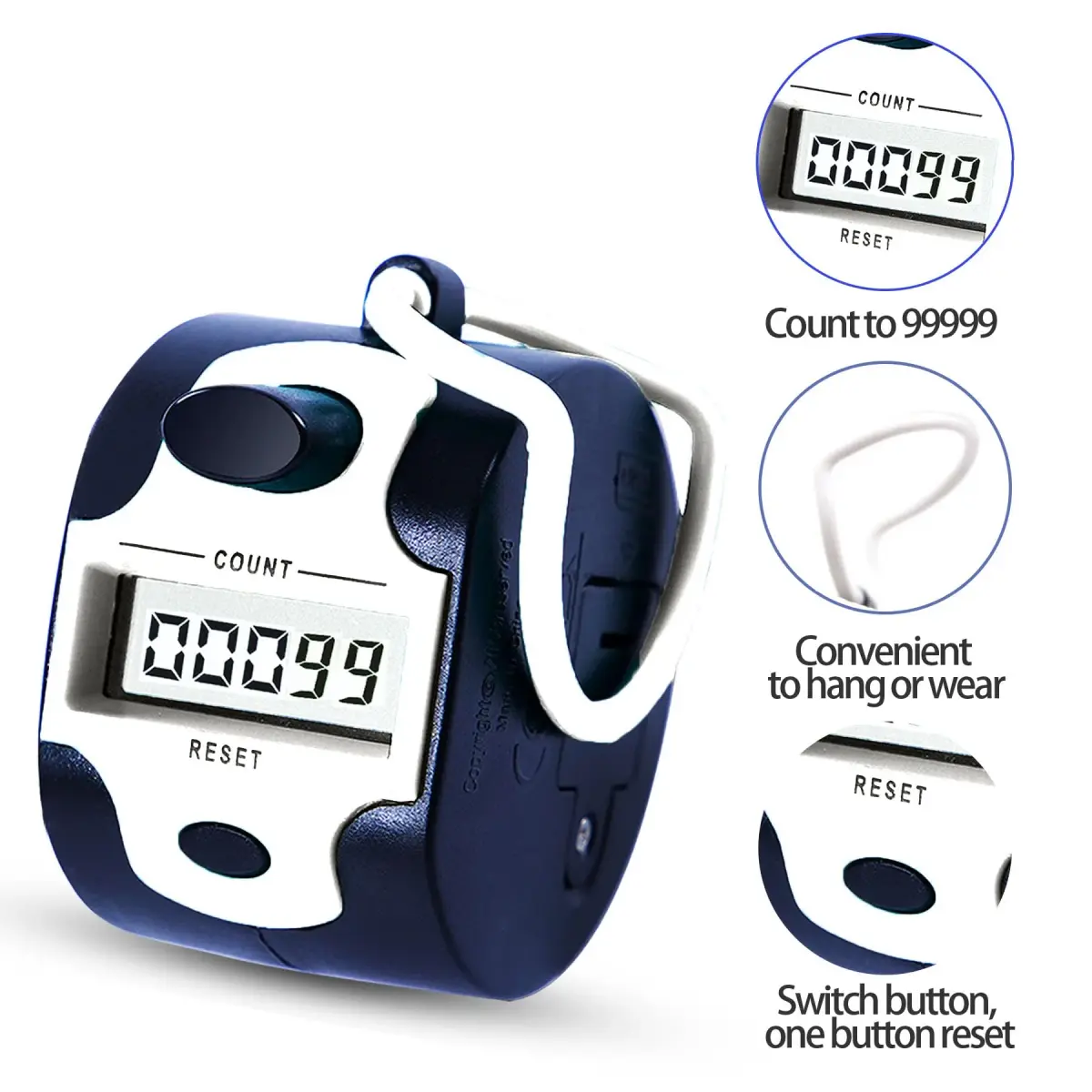 TESEAS Digital Tally Counter Clicker Handheld 2 Pack 99999 Count | Accurate Manual Lap Tracker - view 5