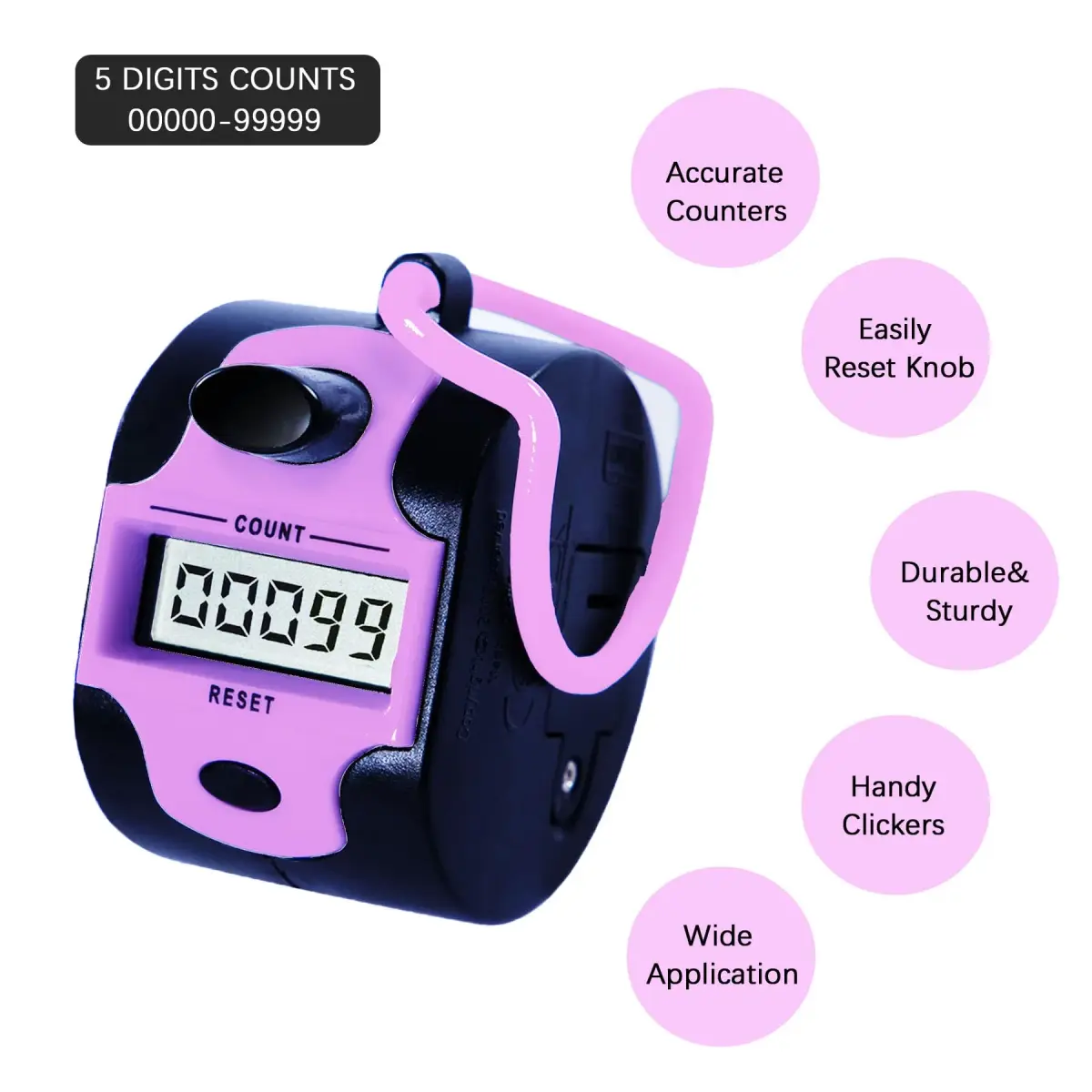 TESEAS Digital Tally Counter Clicker Handheld 2 Pack 99999 Count | Accurate Manual Lap Tracker - view 3