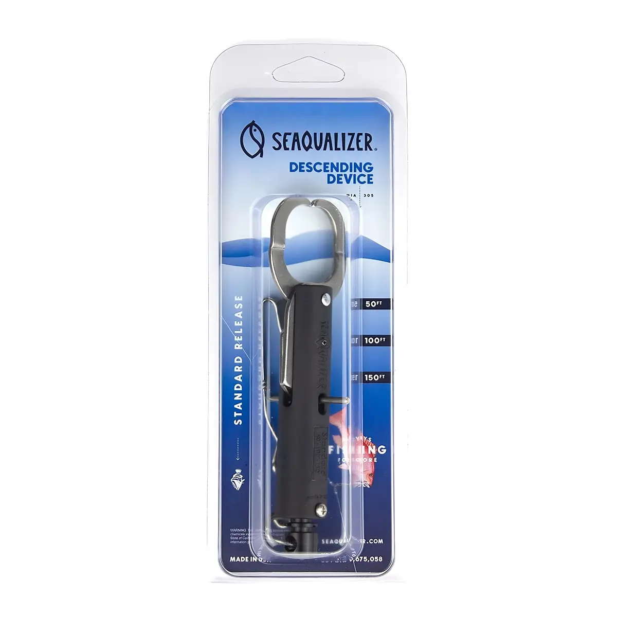 SeaQualizer Fish Descending Device – 3 Setting Release Device for Fishing – Non-Invasive and Reusable Fish Release Tool – NOAA Compliant - Made in USA (50, 100, 150 Feet Release) - main product image