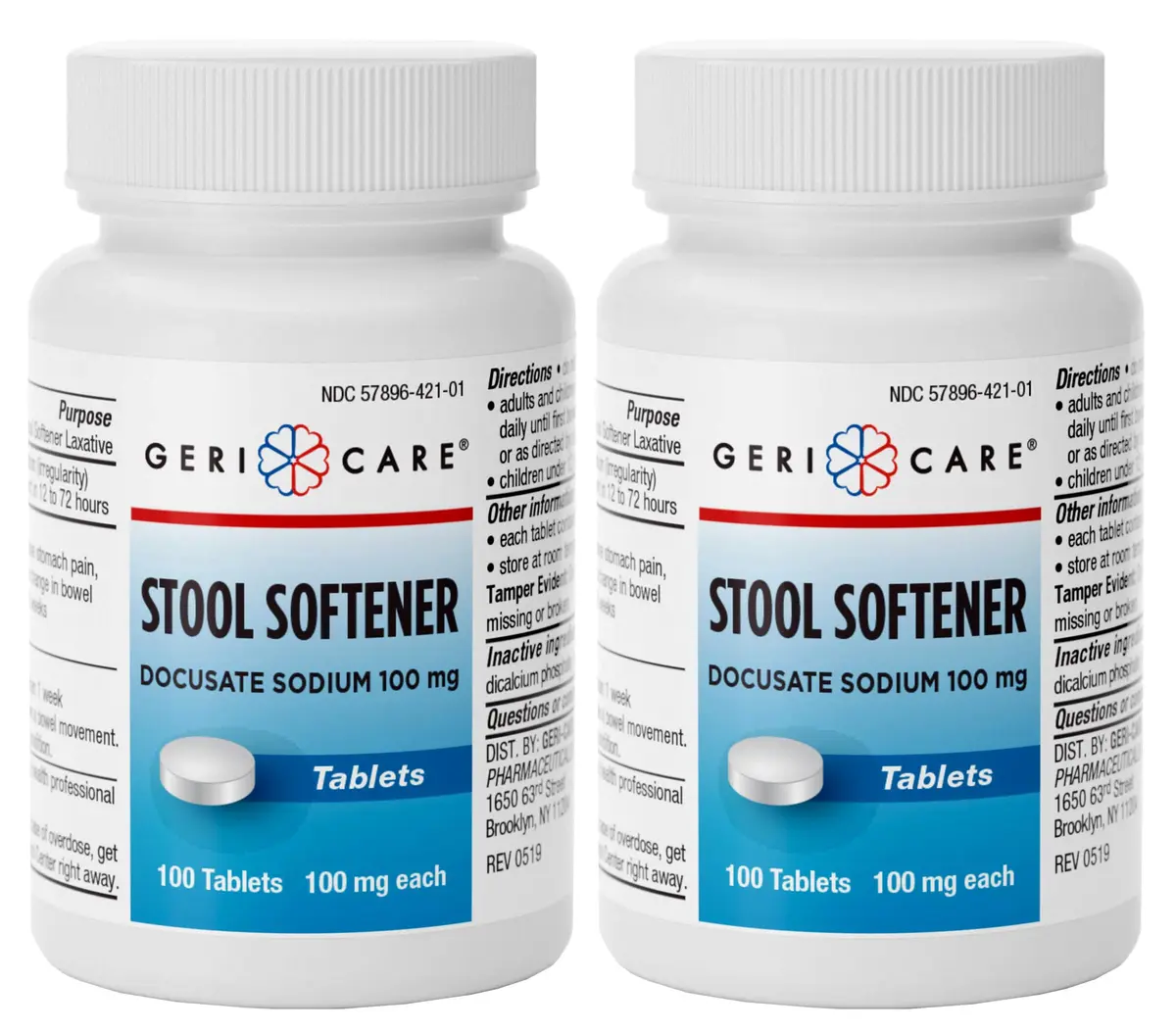GeriCare Docusate Sodium Stool Softeners 100mg | Daily Relief for Women, Men & Elderly - main product image
