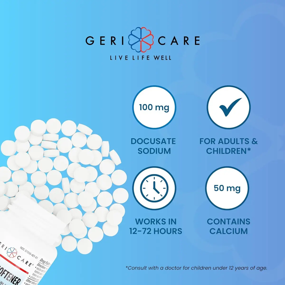 GeriCare Docusate Sodium Stool Softeners 100mg | Daily Relief for Women, Men & Elderly - view 5