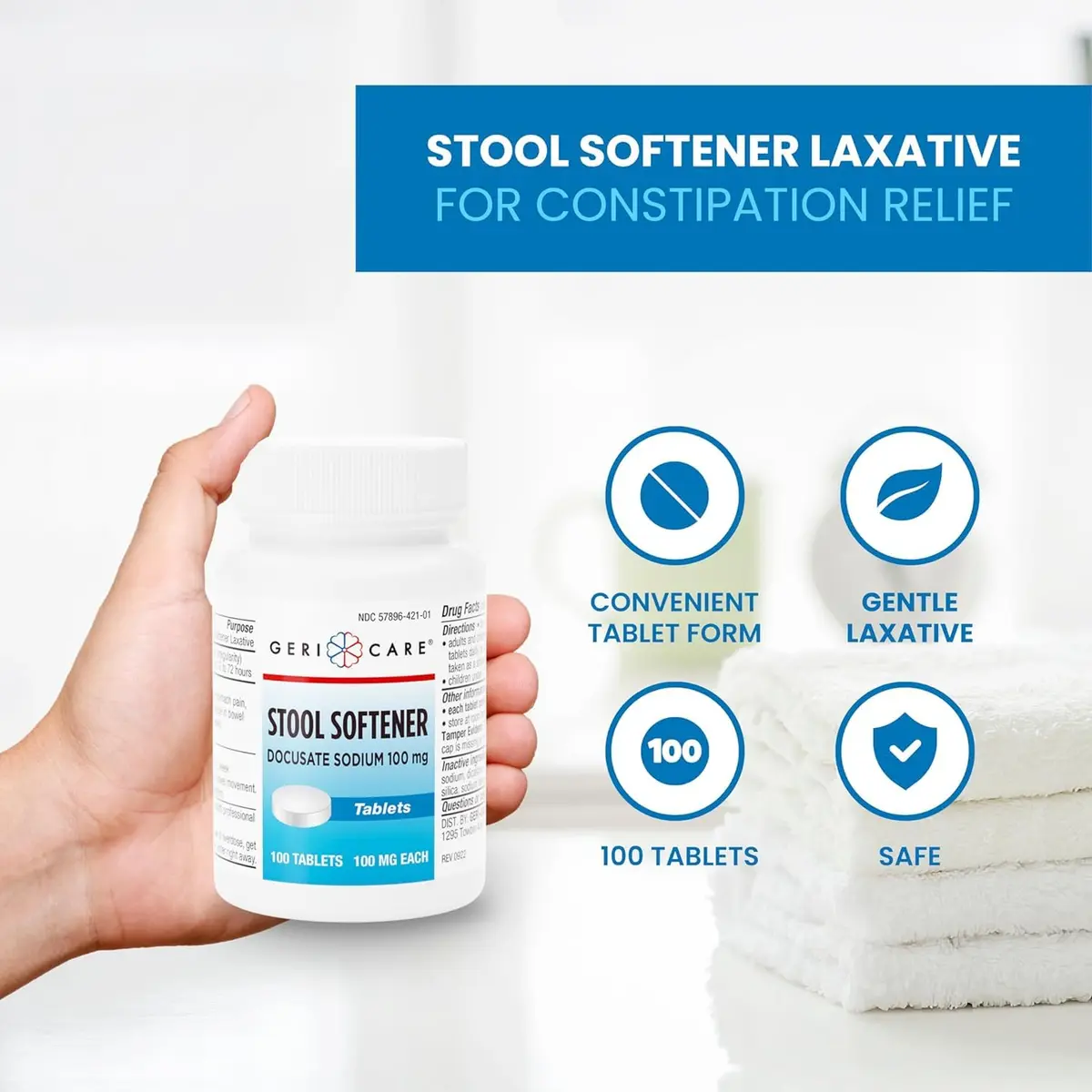 GeriCare Docusate Sodium Stool Softeners 100mg | Daily Relief for Women, Men & Elderly - view 6