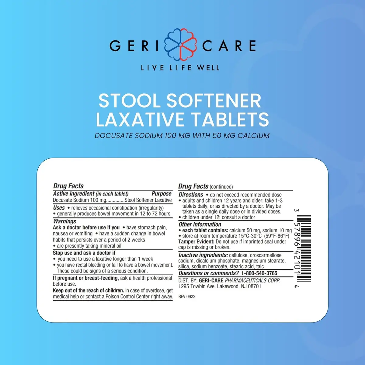GeriCare Docusate Sodium Stool Softeners 100mg | Daily Relief for Women, Men & Elderly - view 7