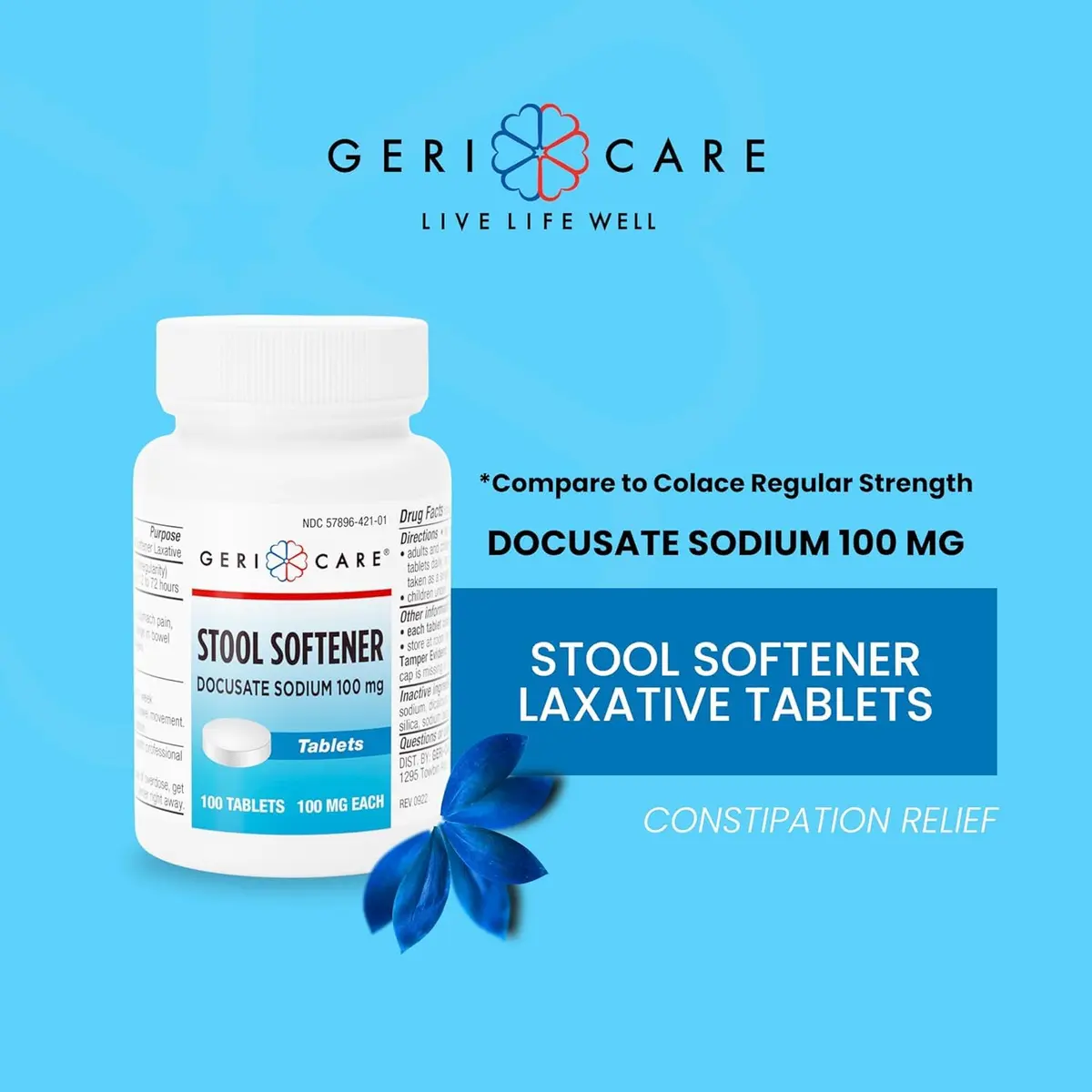 GeriCare Docusate Sodium Stool Softeners 100mg | Daily Relief for Women, Men & Elderly - view 3