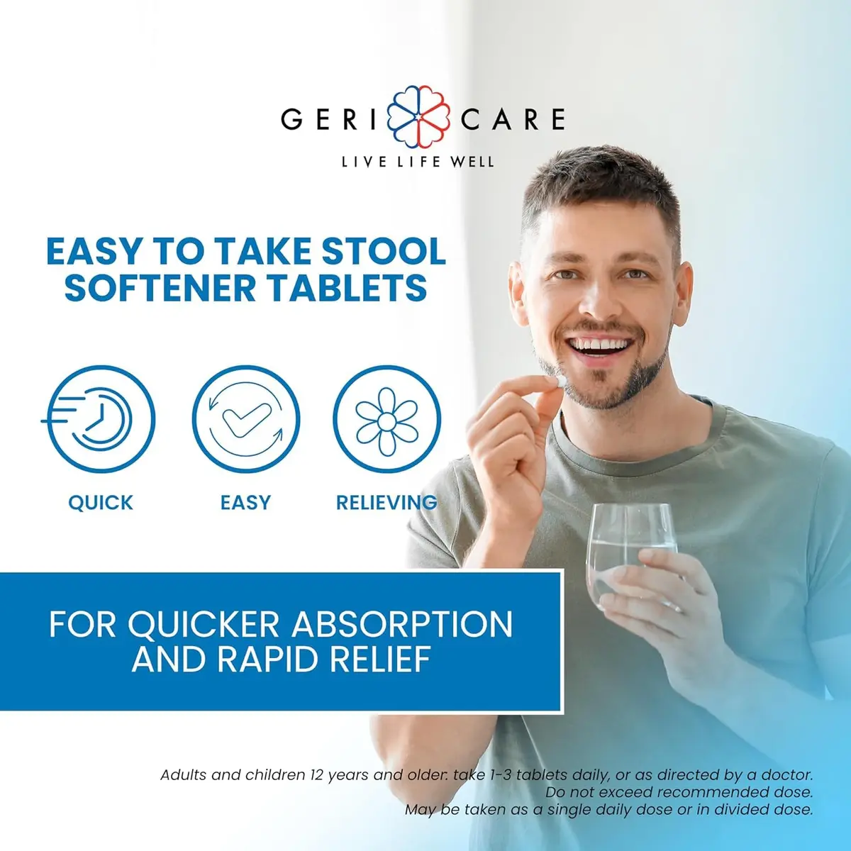 GeriCare Docusate Sodium Stool Softeners 100mg | Daily Relief for Women, Men & Elderly - view 4