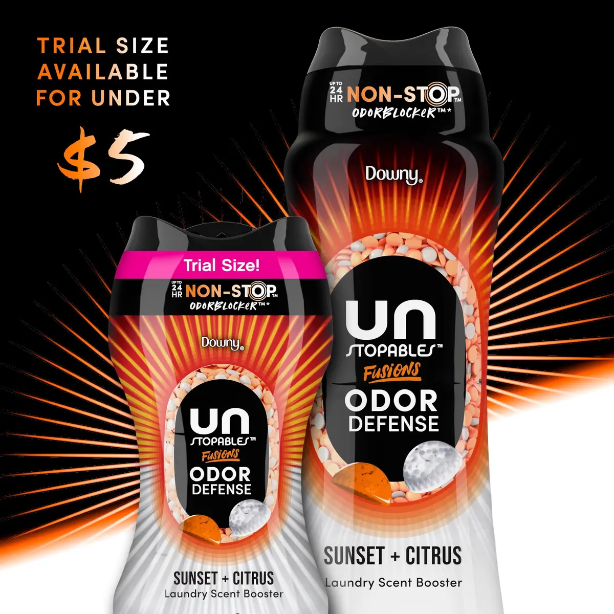 Downy Unstopables Fusions Odor Defense Laundry Beads 21.1 oz | Sunset + Citrus Scent for All Fabrics - view 9