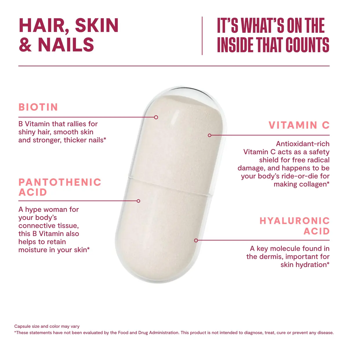 Health By Habit Hair, Skin & Nails Supplement 2 Pack (120 Capsules) Supports Hydration, Hair & Nail Strength, Biotin 2000mcg, Vegan, Non-GMO - view 3