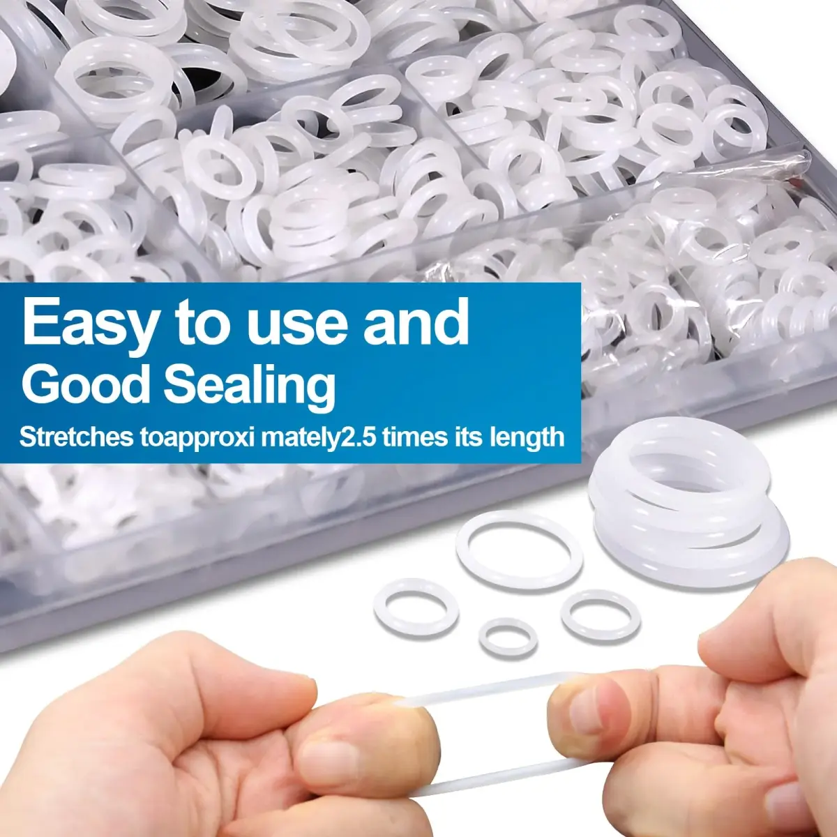 ZDBB White 1228 PCS Silicone O-Ring Kit | Assorted Sizes for Faucets & Plumbing - view 6
