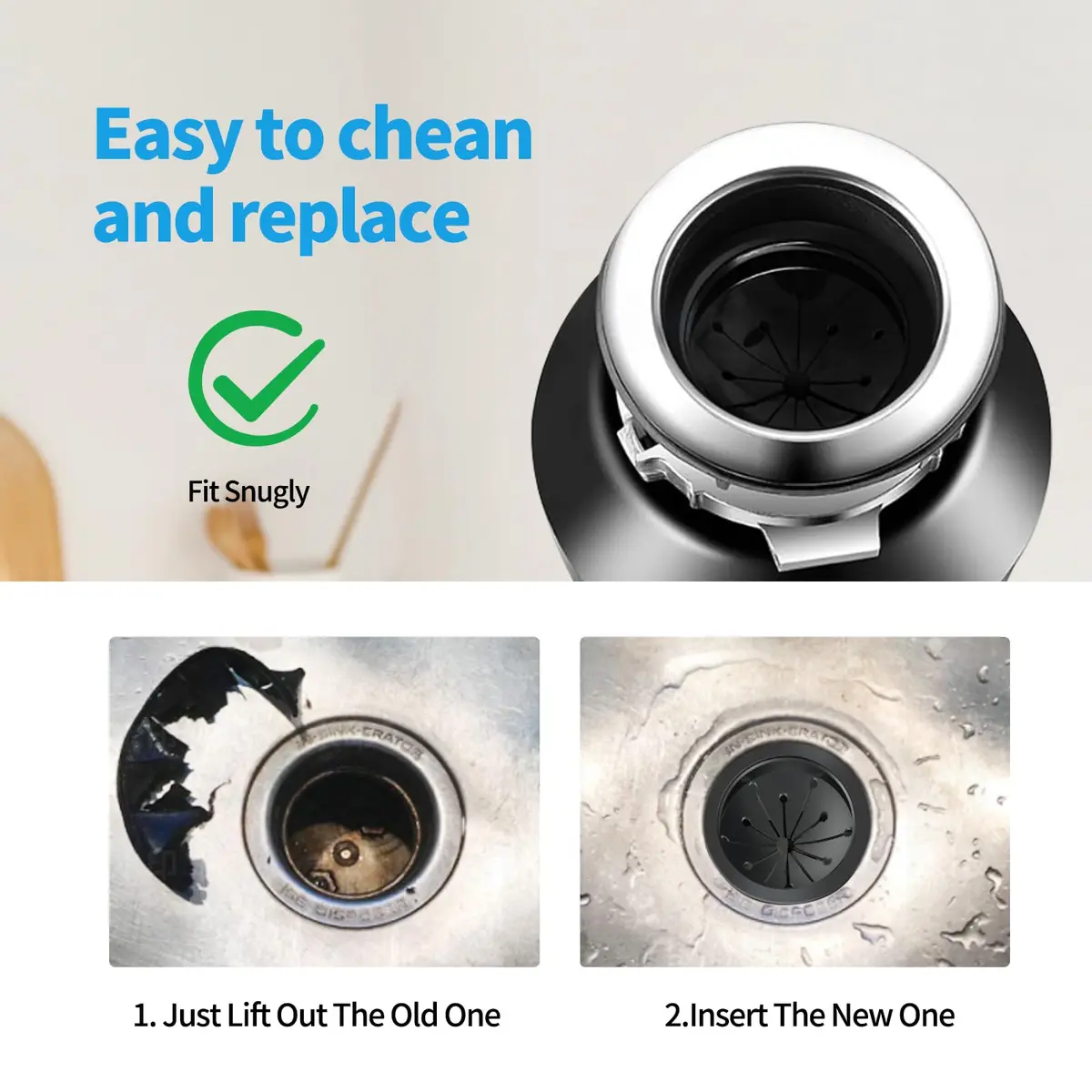 Dincerpen 2 Pcs Garbage Disposal Splash Guard 8 cm (3.15 inches) | Prevents Splashes & Reduces Noise - view 5