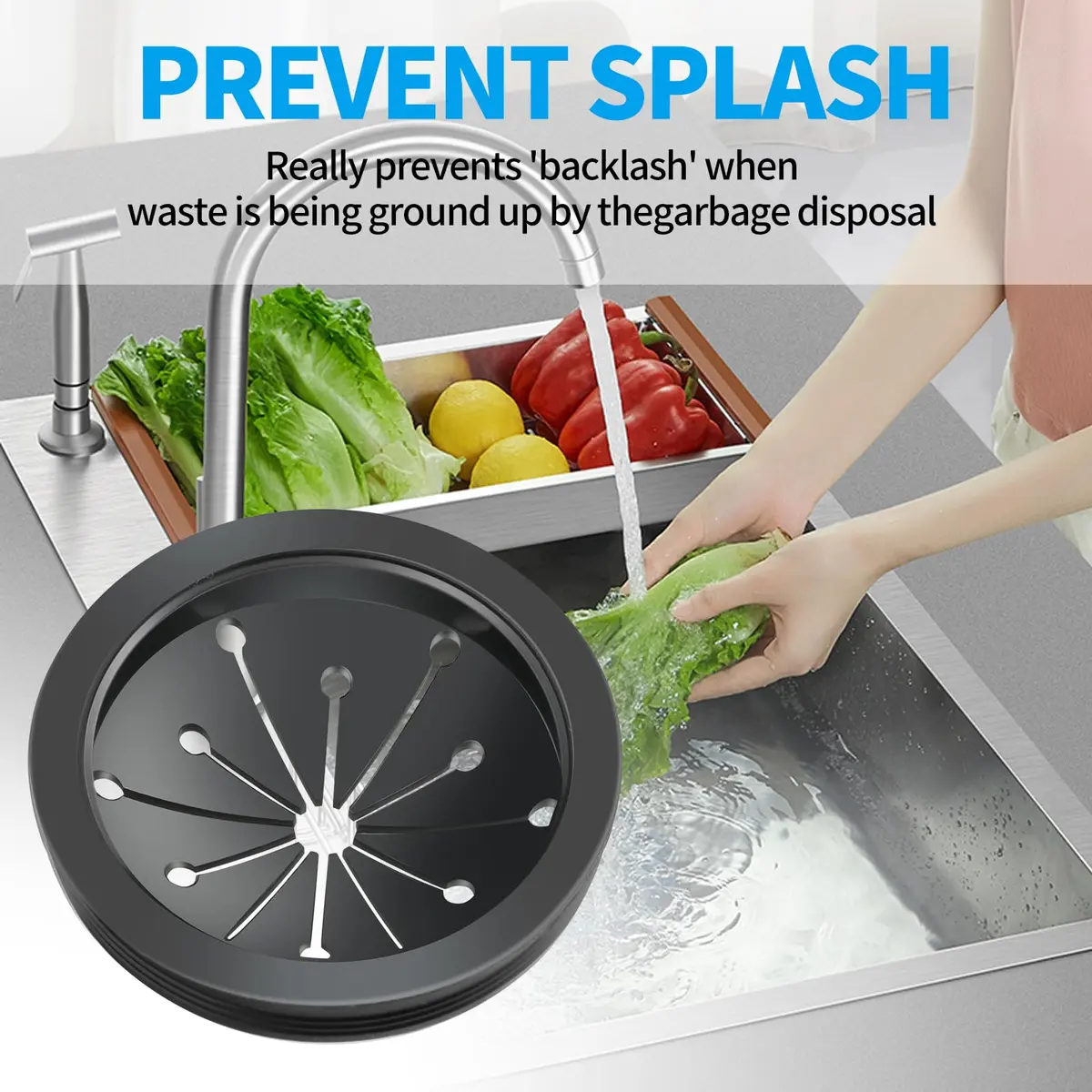 Dincerpen 2 Pcs Garbage Disposal Splash Guard 8 cm (3.15 inches) | Prevents Splashes & Reduces Noise - view 3
