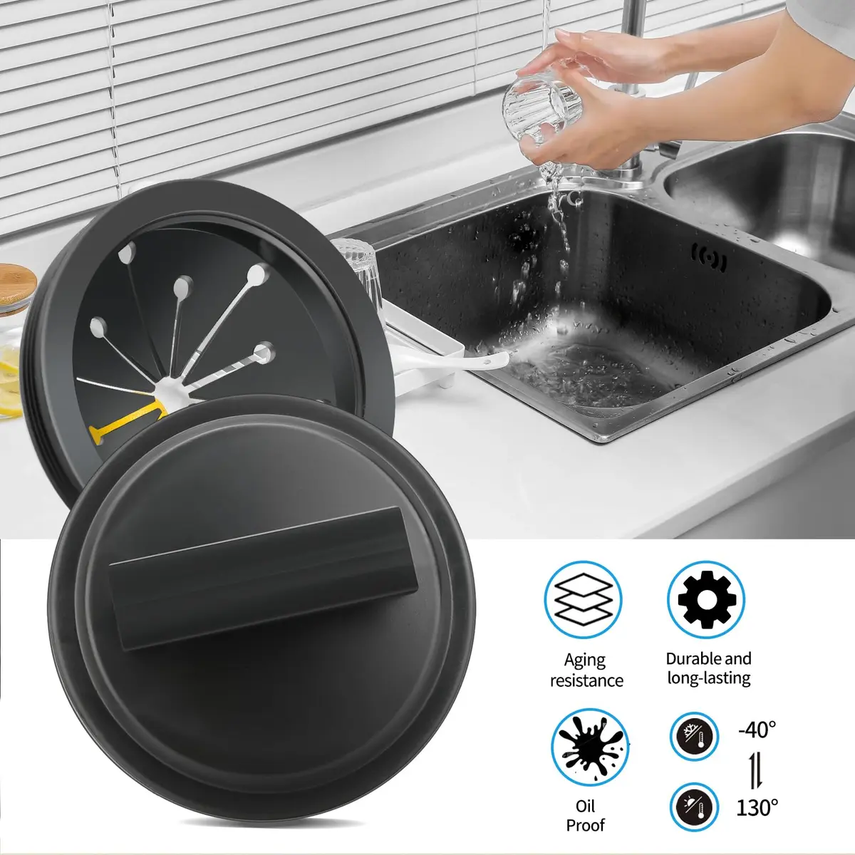 Dincerpen 3 Inch Garbage Disposal Splash Guard & Cover | Oil & Cold Resistant Rubber - view 3