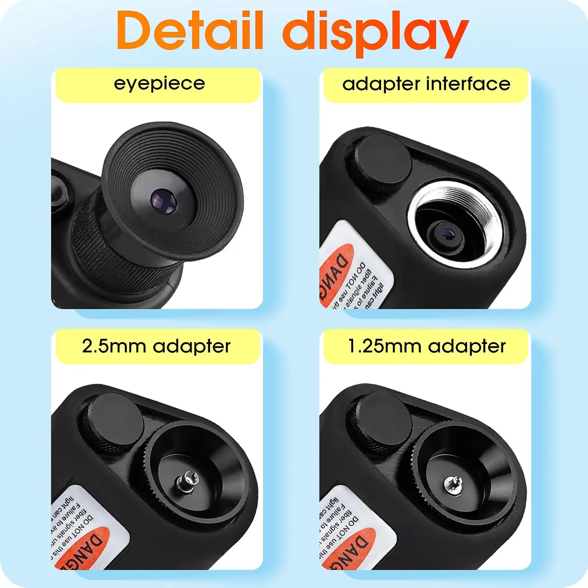 BAOSHLA 4-Pack Fiber Optic Microscope 400X | Portable Inspection Tool with 2.5mm & 1.25mm Adapters - view 5