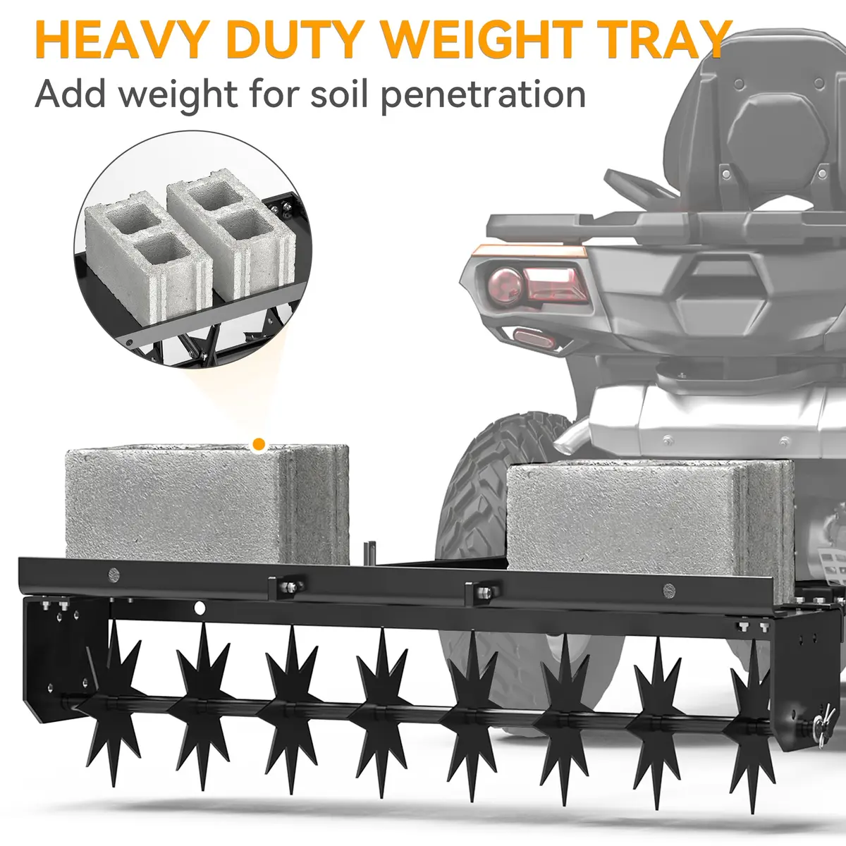 YINTATECH 48" Tow-Behind Lawn Aerator with Universal Hitch | Soil Loosening & Oxygenation Tool for Lawn Care - view 5