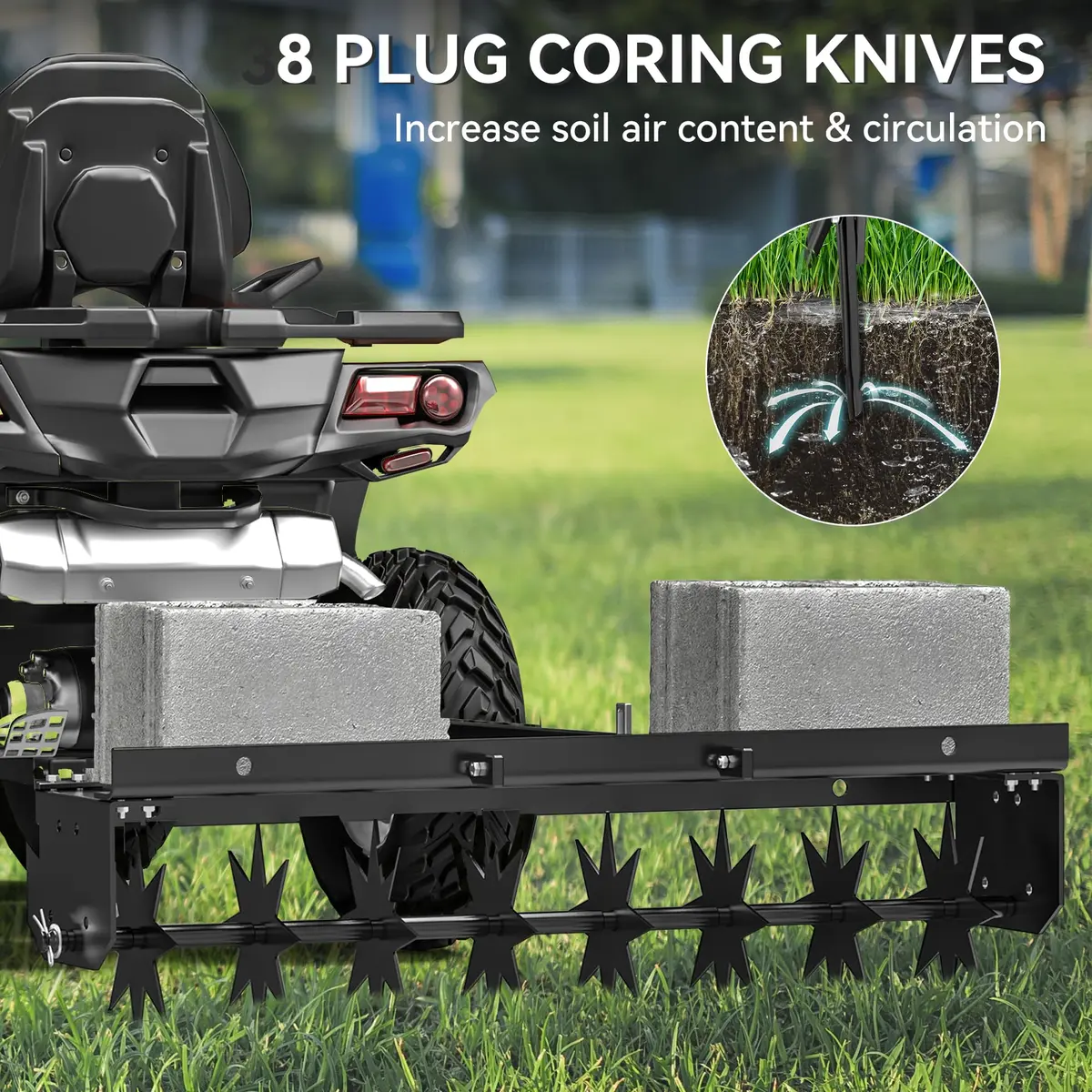 YINTATECH 48" Tow-Behind Lawn Aerator with Universal Hitch | Soil Loosening & Oxygenation Tool for Lawn Care - view 6