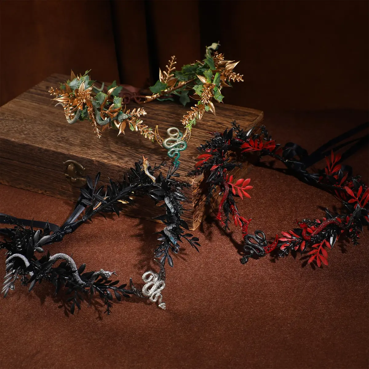 MOSTORY Medusa Fairy Flower Crown - Snake Elf Crown Floral Headband for Women, One Size | Woodland Renaissance Costume - view 6