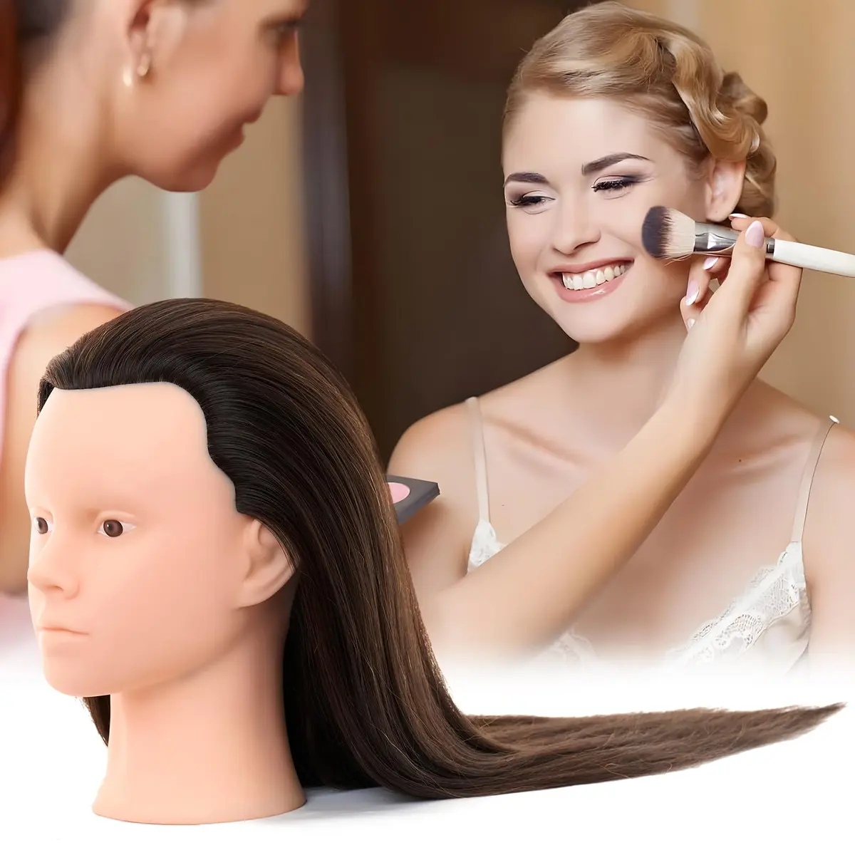 Neverland Beauty & Health 28Inch 80% Real Hair Mannequin Head for Makeup Styling (Dark Brown) - view 8