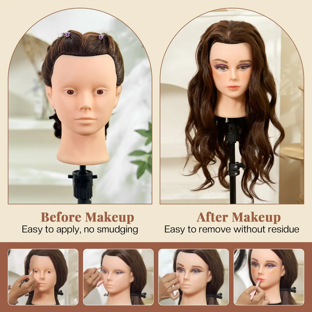 Neverland Beauty & Health 28Inch 80% Real Hair Mannequin Head for Makeup Styling (Dark Brown) - view 4