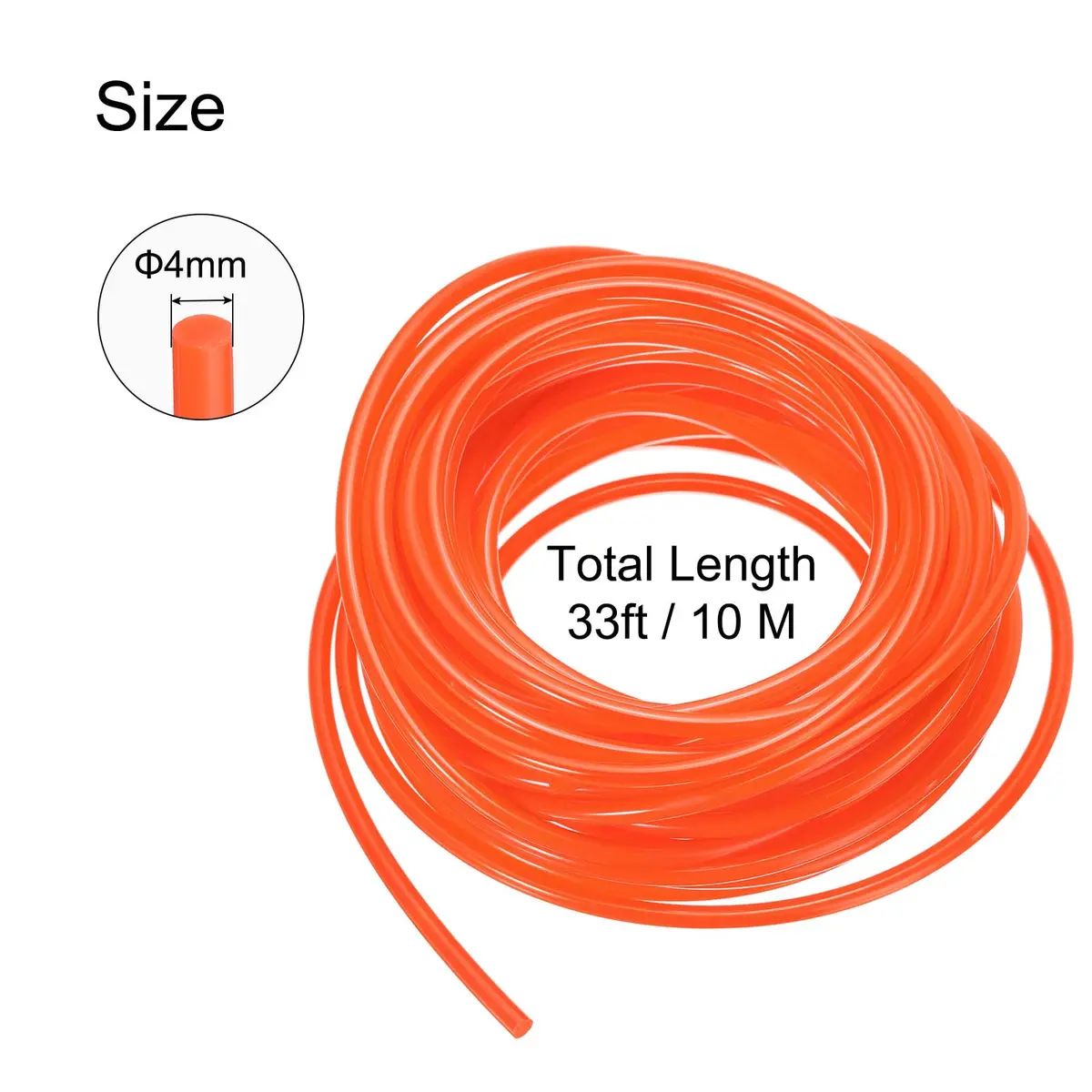 uxcell Orange Polyurethane Round Belt 4mm Dia, 10m (33ft) | Drive Transmission Smooth Surface - view 2