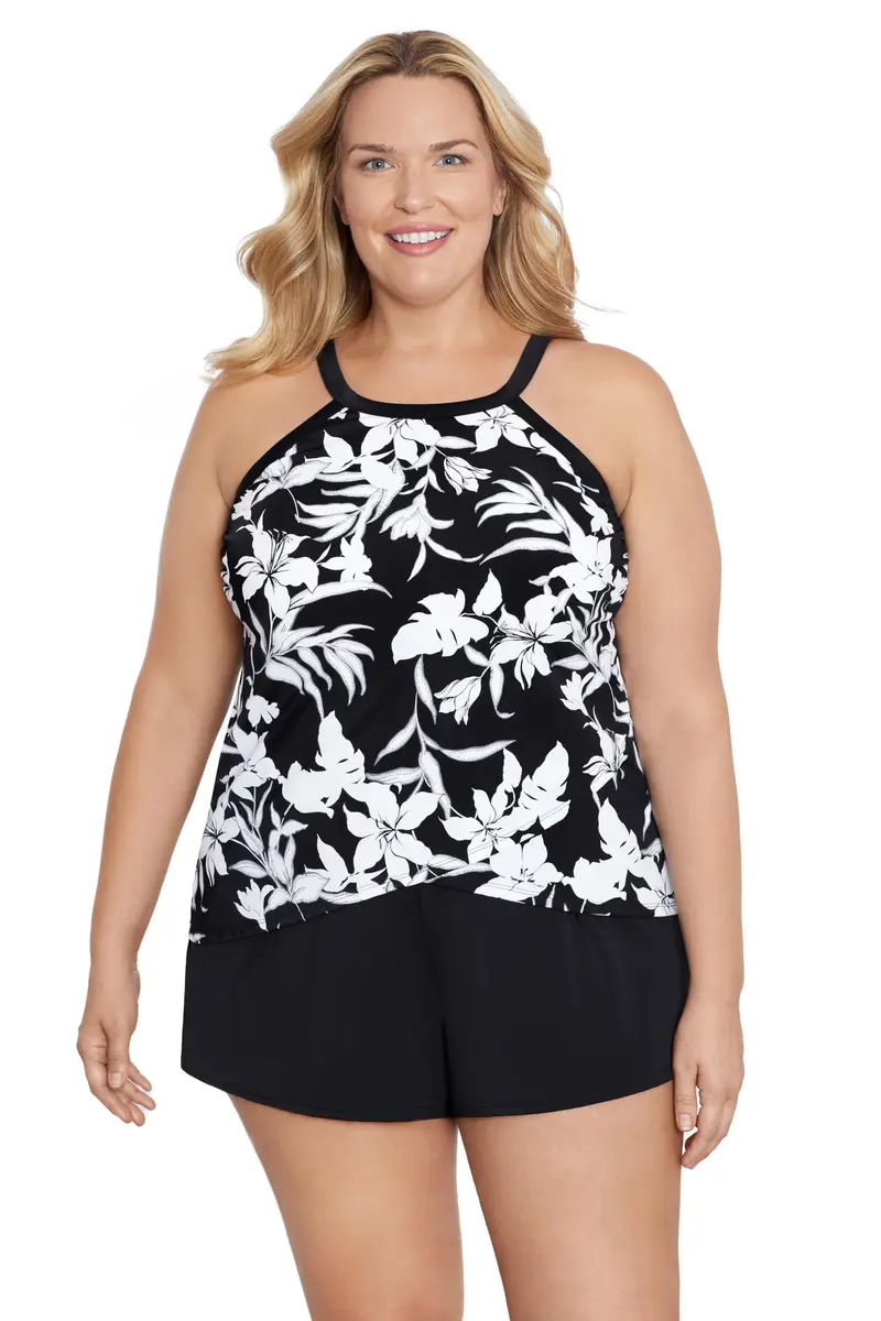 ShapeSolver Women's High Neck Tankini Top, Nightshade | Flattering Support & Tummy Control (70-120 chars) - main product image