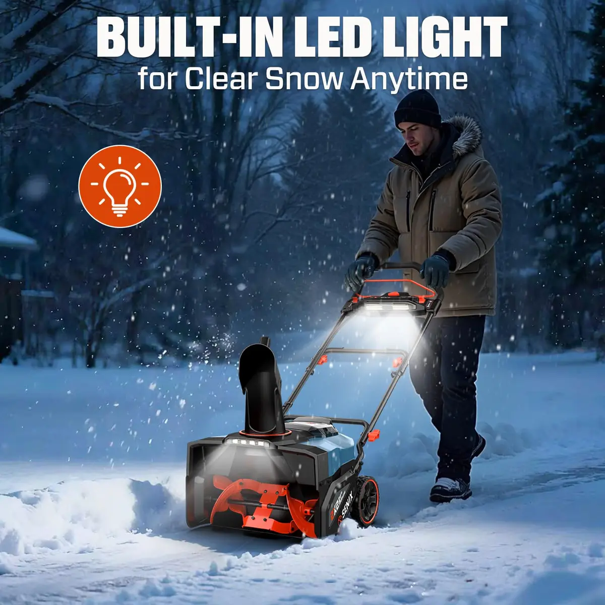SENIX 40V 21-Inch Cordless Snow Blower with Variable-Speed Steel Auger | Efficient Snow Clearing - view 6