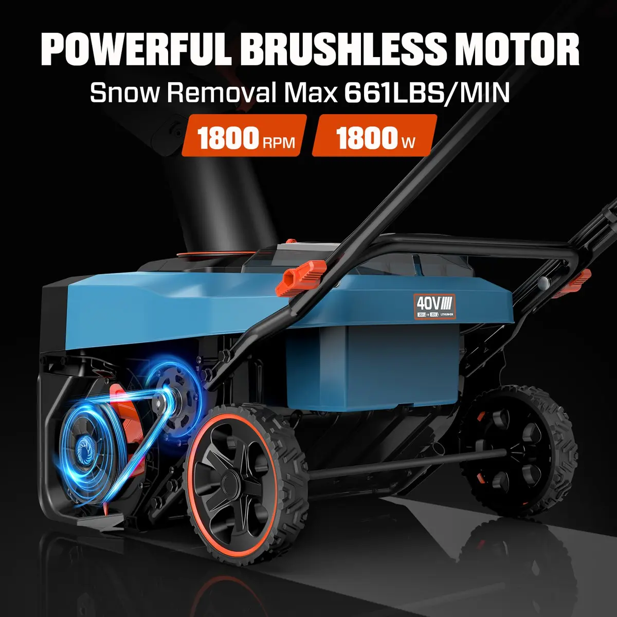 SENIX 40V 21-Inch Cordless Snow Blower with Variable-Speed Steel Auger | Efficient Snow Clearing - view 4
