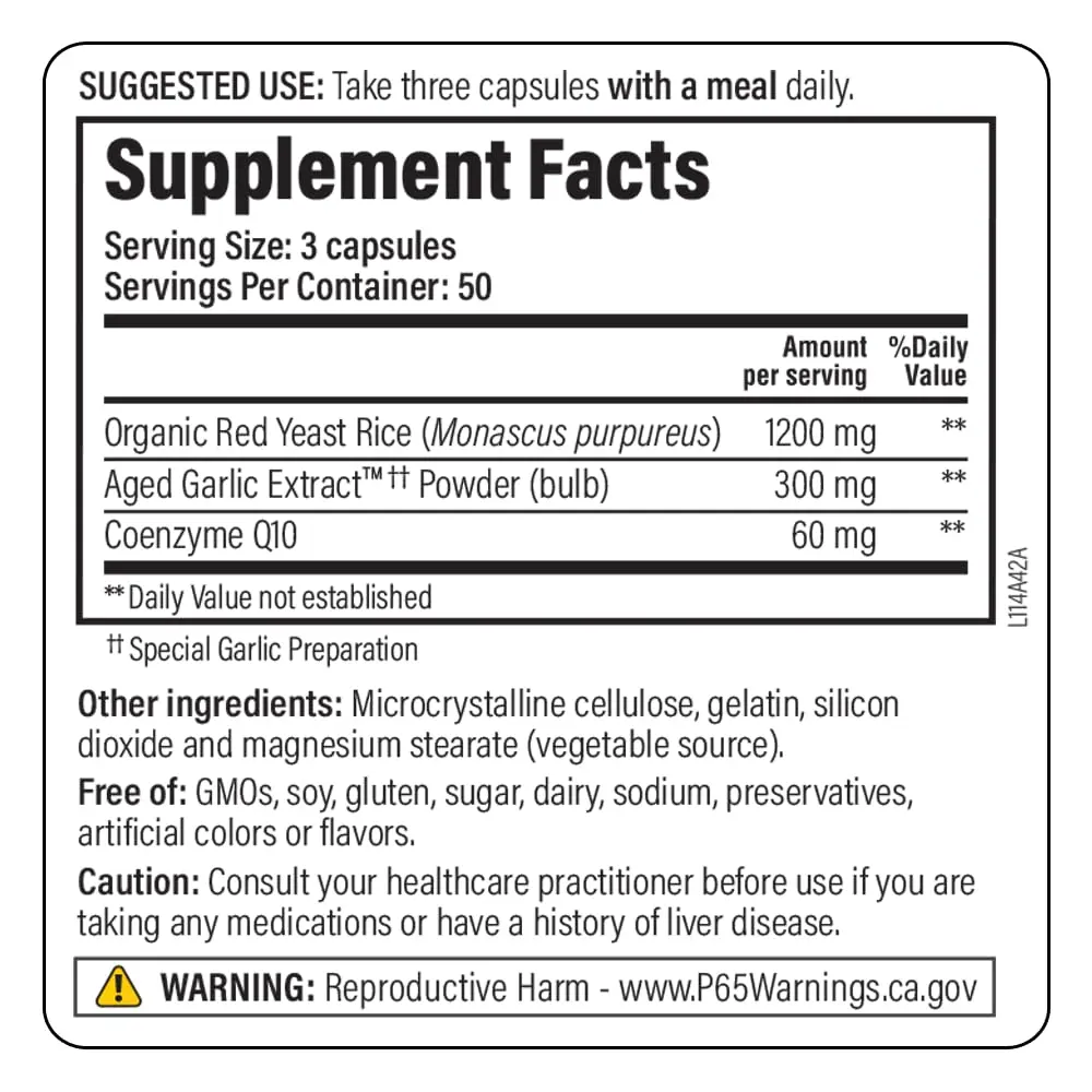 Kyolic Aged Garlic Extract Formula 114 - Red Yeast Rice & CoQ10 | Supports Heart & Energy - view 2