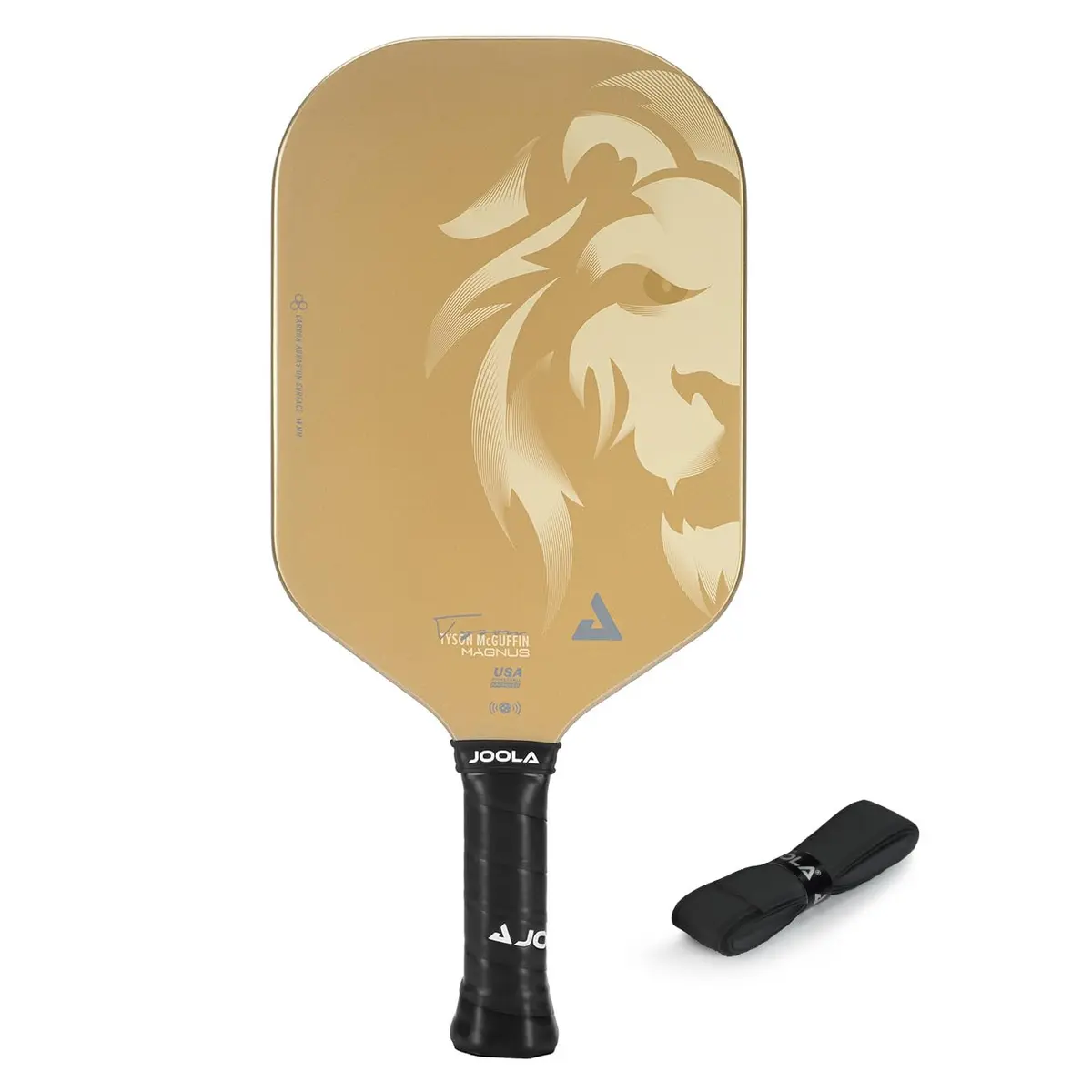 JOOLA Magnus CAS 14mm Pickleball Paddle - Edgeless Design & Extra Long Reach, Lightweight Carbon Fiber Core, Gold Tyson McGuffin Lion Paddle (16.5") - main product image