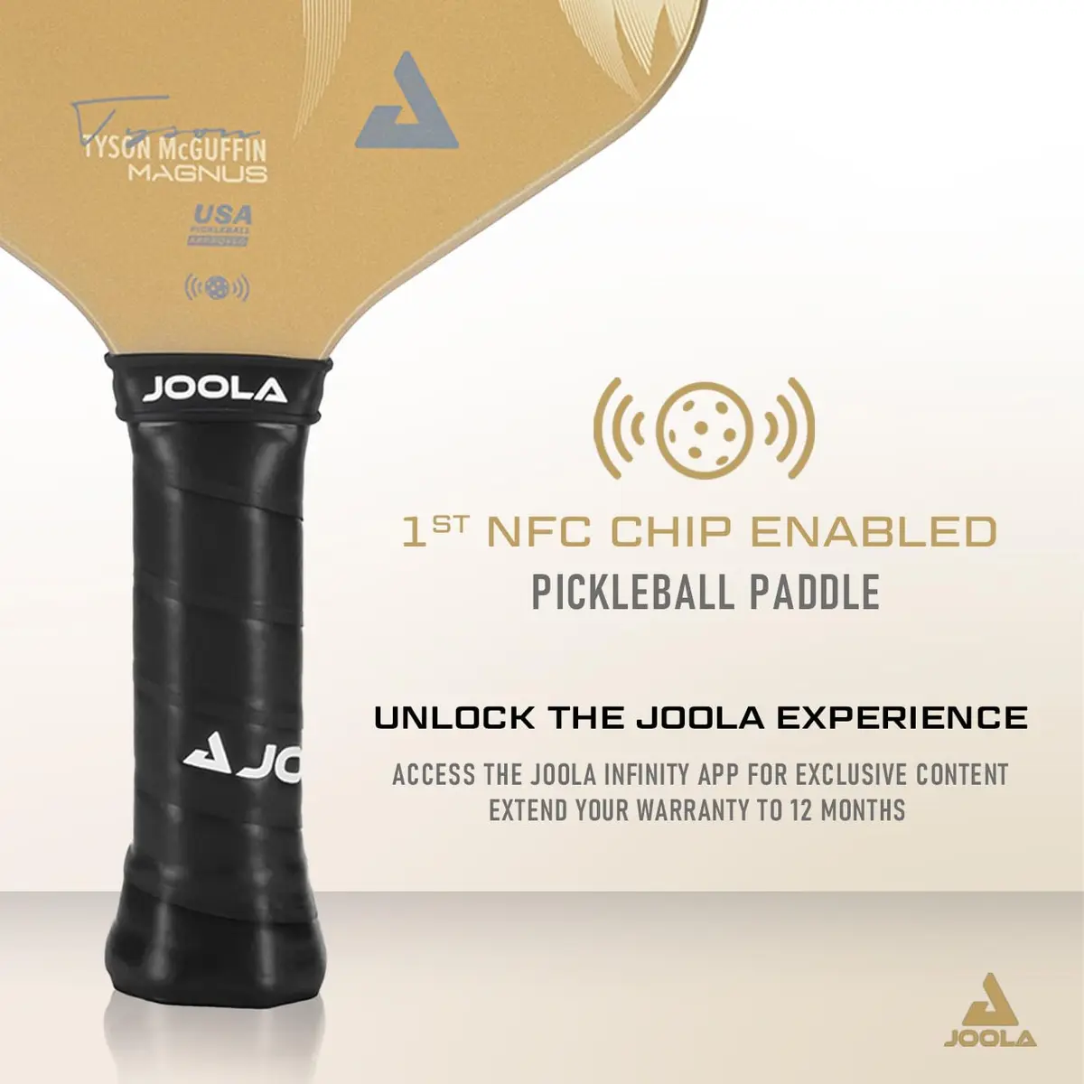 JOOLA Magnus CAS 14mm Pickleball Paddle - Edgeless Design & Extra Long Reach, Lightweight Carbon Fiber Core, Gold Tyson McGuffin Lion Paddle (16.5") - view 5