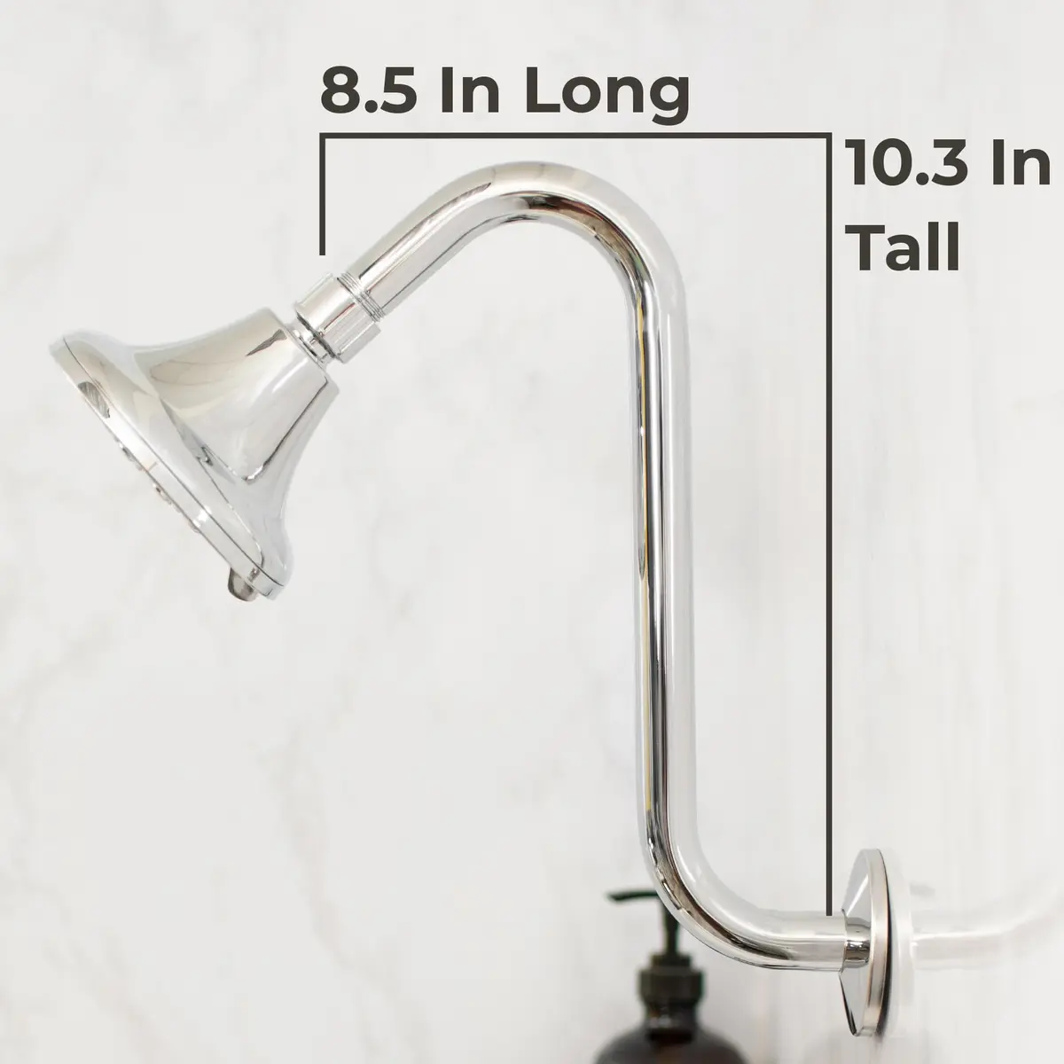 JS Jackson Supplies 10.5 Inch S-Shaped Shower Arm Extension with Flange | Chrome Finish - view 5