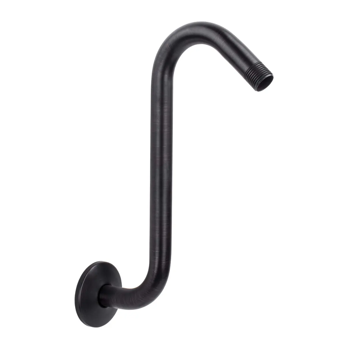 JS Jackson Supplies Shower Head Extension Arm with Flange, 10.5 Inch High-Rise Curved S Shape, Stainless Steel, Oil Rubbed Bronze Finish - main product image