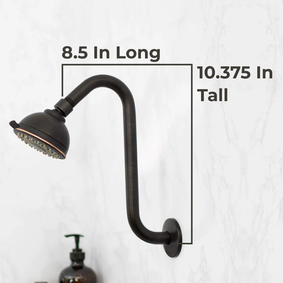 JS Jackson Supplies Shower Head Extension Arm with Flange, 10.5 Inch High-Rise Curved S Shape, Stainless Steel, Oil Rubbed Bronze Finish - view 5